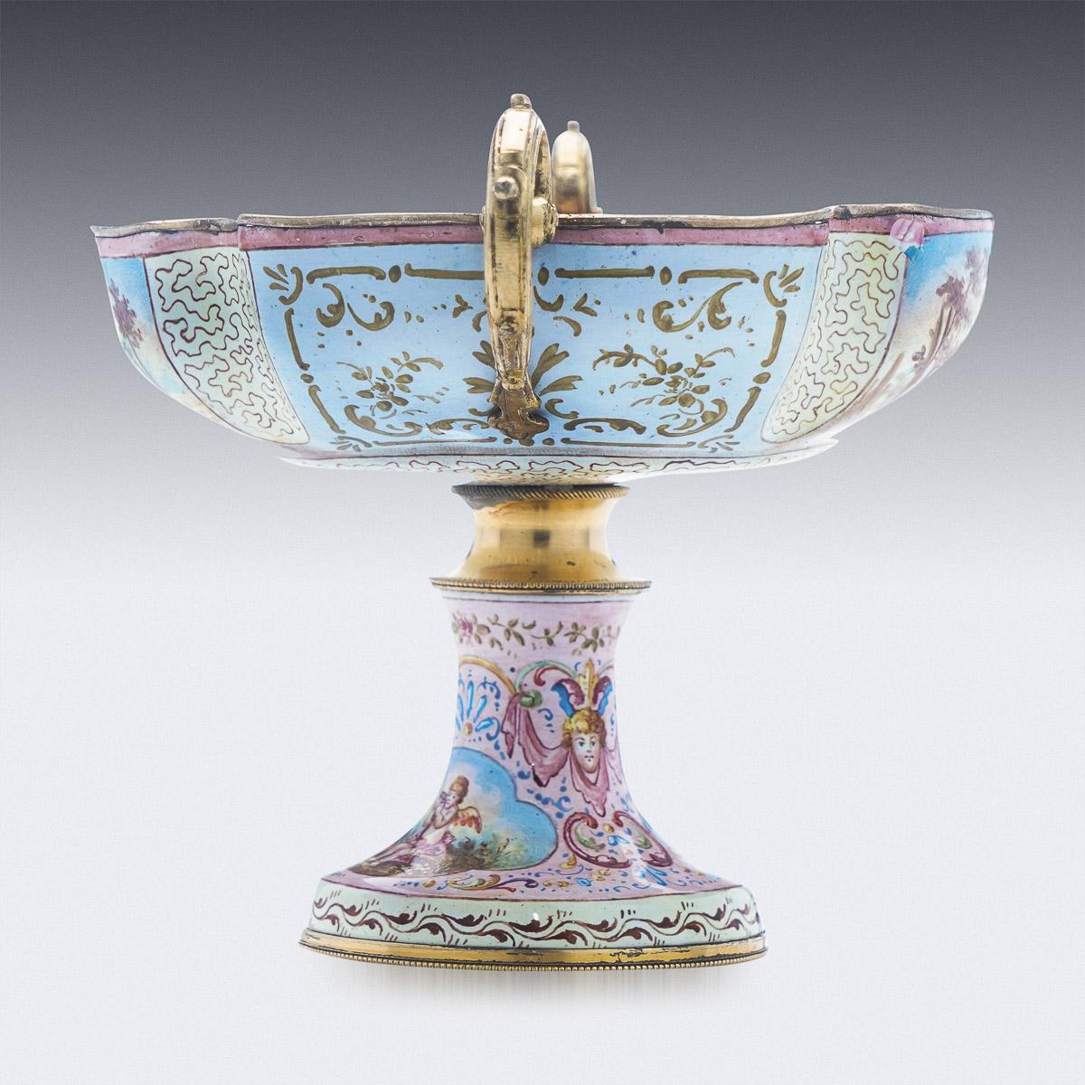 19th Century Austrian Solid Silver & Enamel Comport, Vienna, c.1880 2