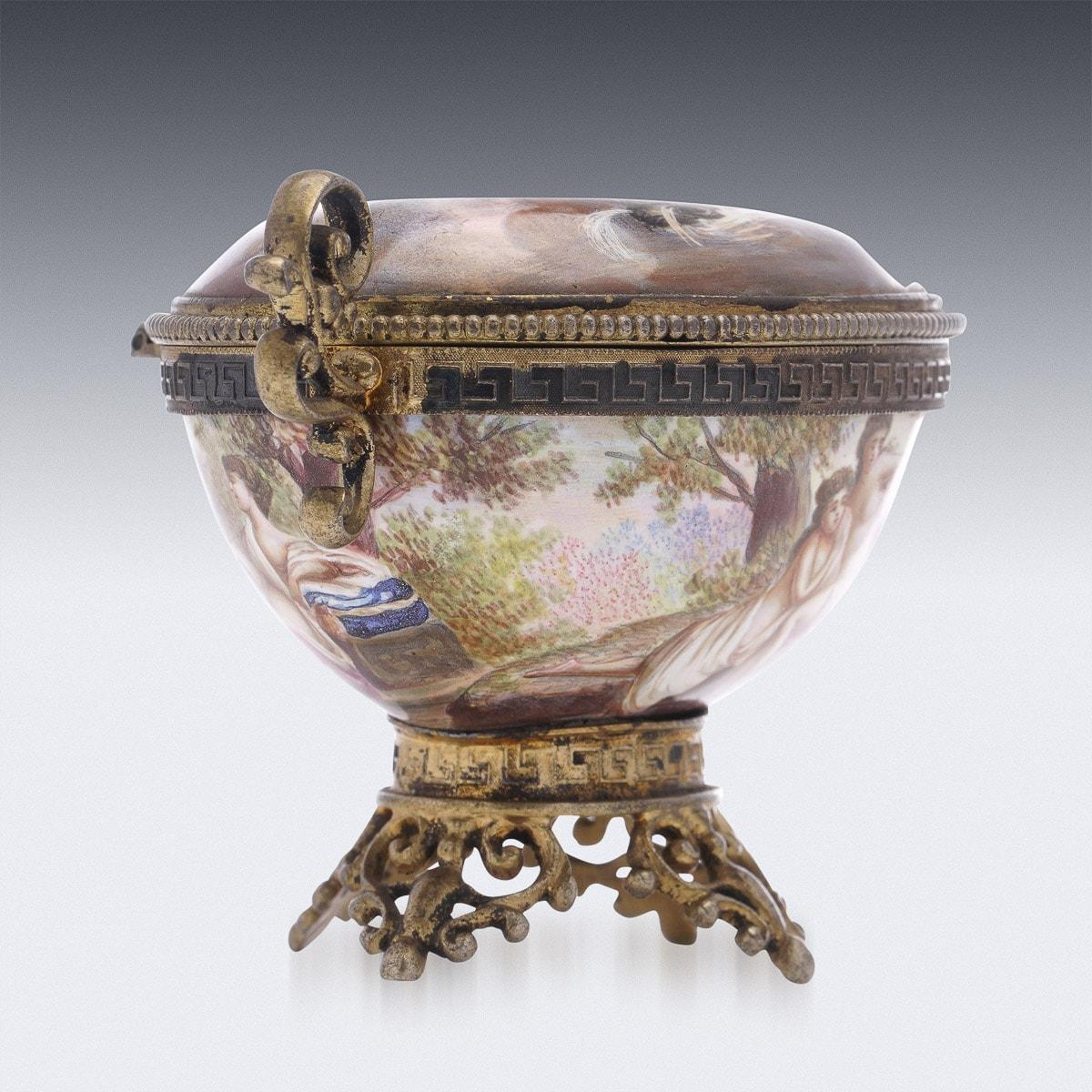 Renaissance Revival 19th Century Austrian Solid Silver & Enamel Lidded Bowl, Vienna, circa 1870 For Sale