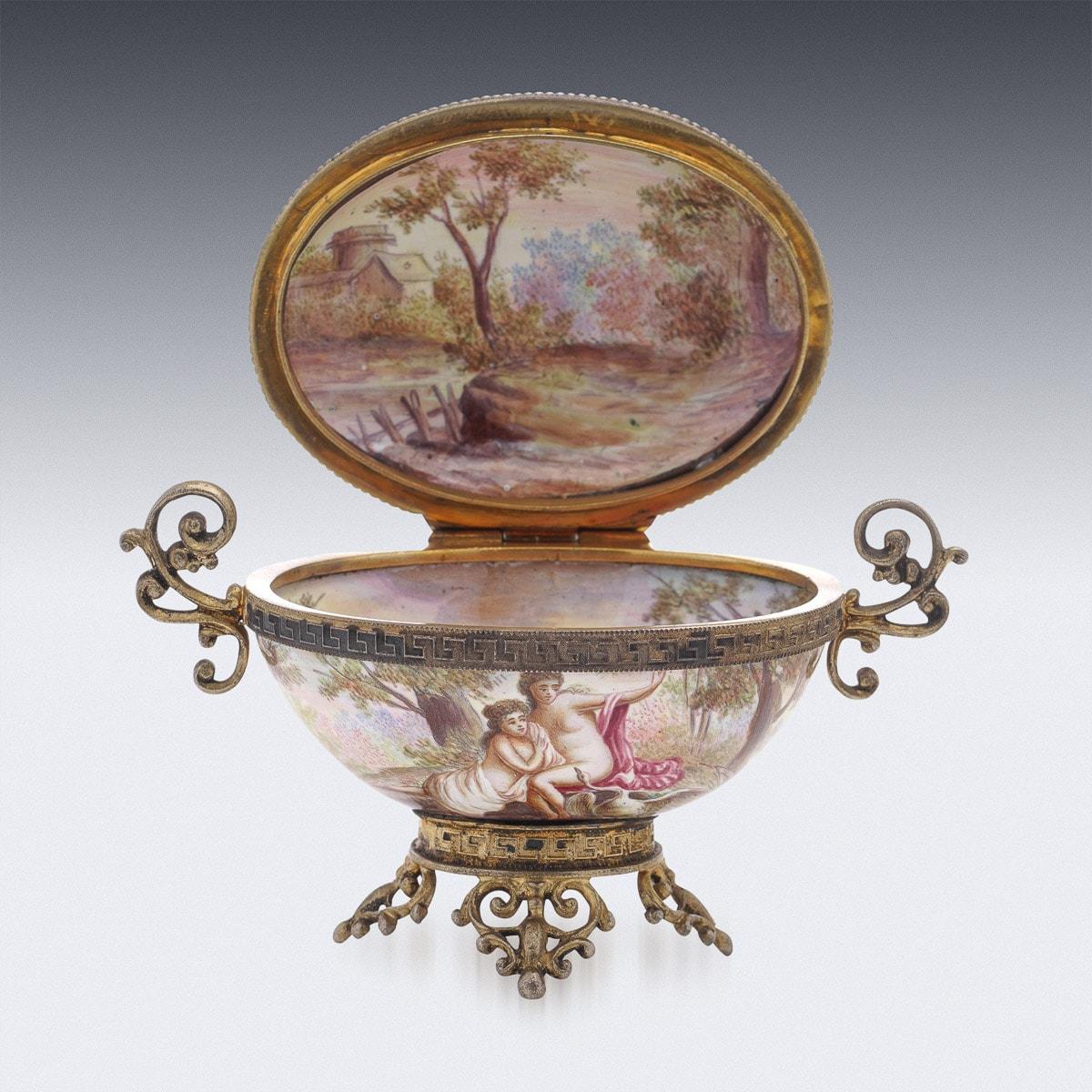 19th Century Austrian Solid Silver & Enamel Lidded Bowl, Vienna, circa 1870 For Sale 2