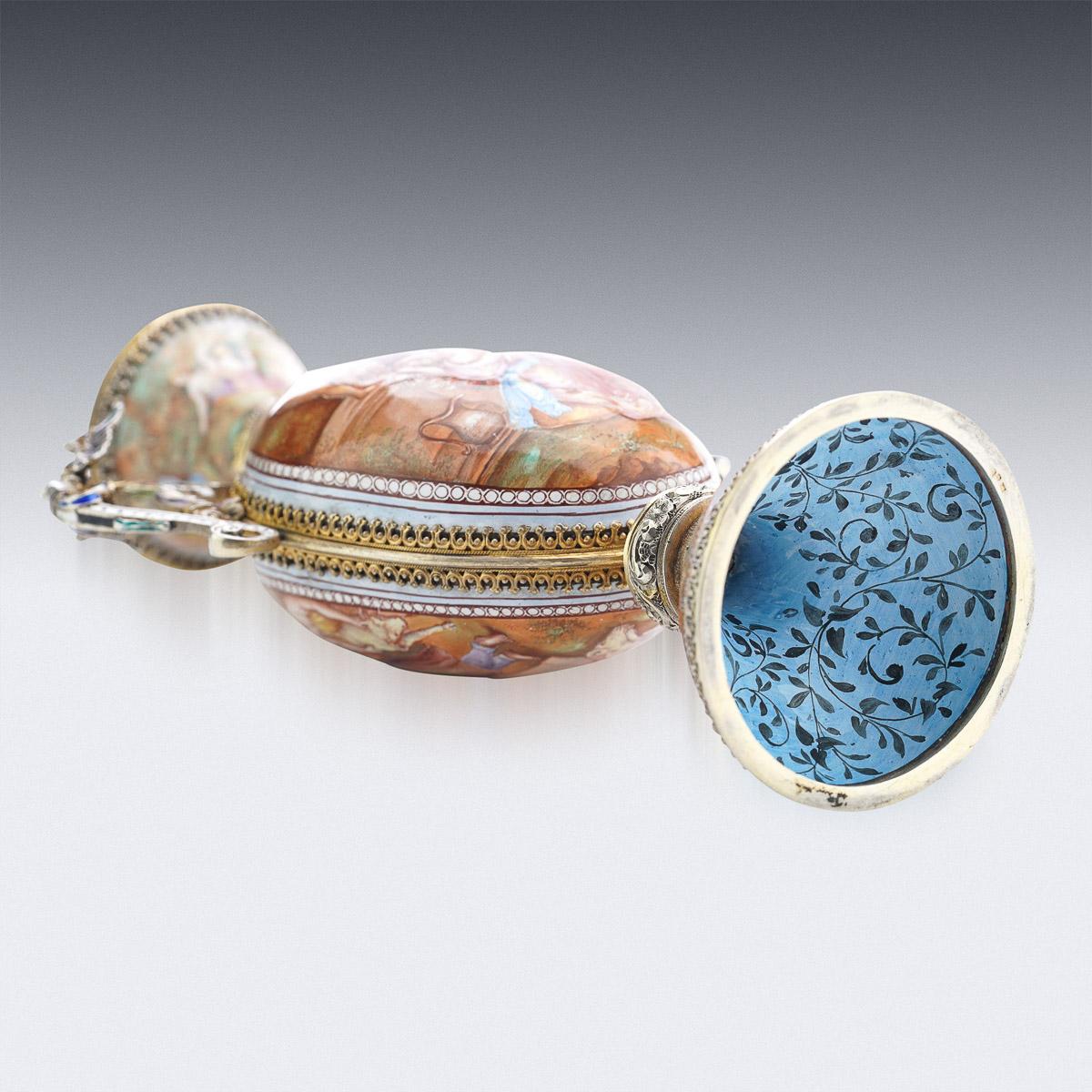 19th Century Austrian Solid Silver & Enamel Vase, Hermann Bohn, C.1880 1