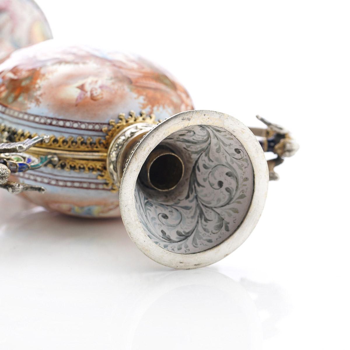 19th Century Austrian Solid Silver & Enamel Vase, Hermann Bohn, C.1880 2