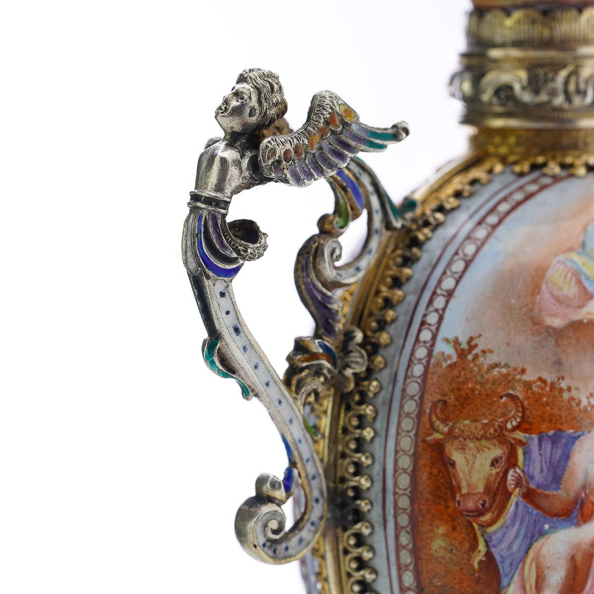 19th Century Austrian Solid Silver & Enamel Vase, Hermann Bohn, C.1880 5