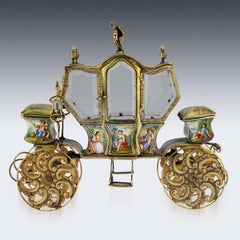 19th Century Austrian Solid Silver-Gilt and Enamel Carriage, Vienna, circa 1890