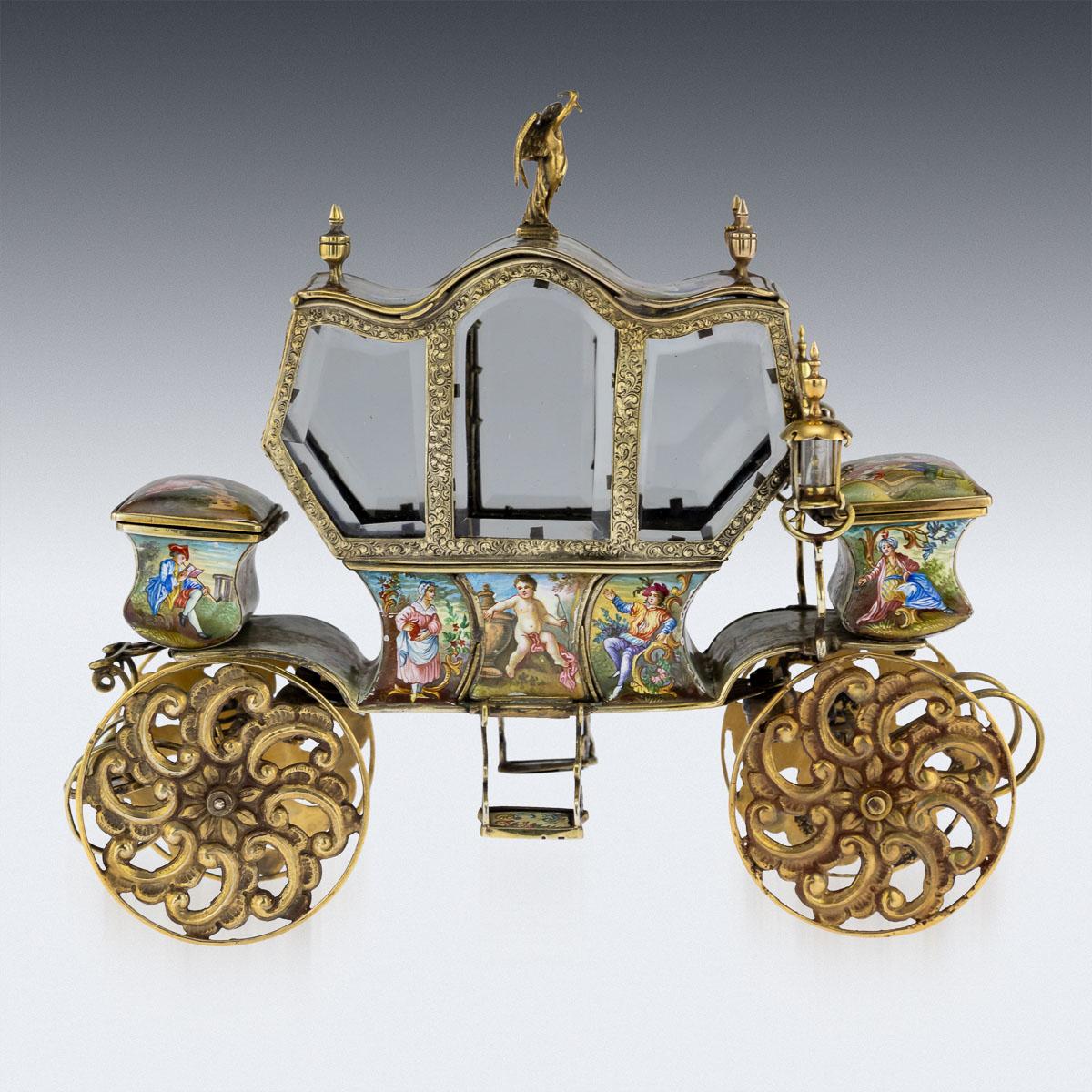 19th Century Austrian Solid Silver-Gilt and Enamel Carriage, Vienna, circa 1890 1