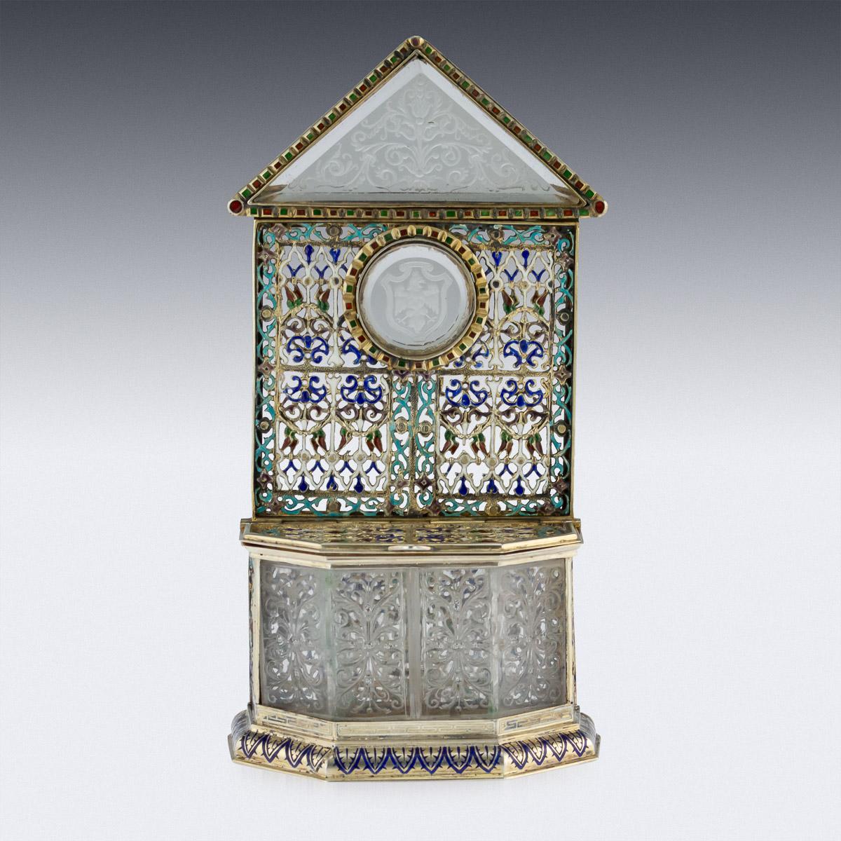 Austrian Solid Silver-Gilt and Enamel Reliquary by Rudolf Linke, circa 1890 In Good Condition For Sale In Royal Tunbridge Wells, Kent