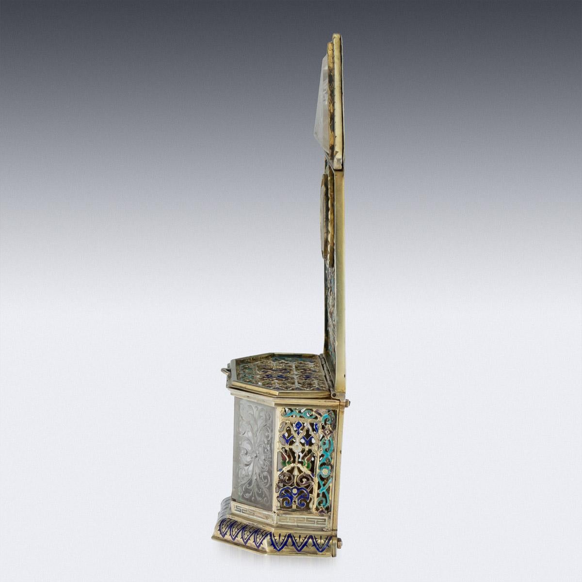 19th Century Austrian Solid Silver-Gilt and Enamel Reliquary by Rudolf Linke, circa 1890 For Sale
