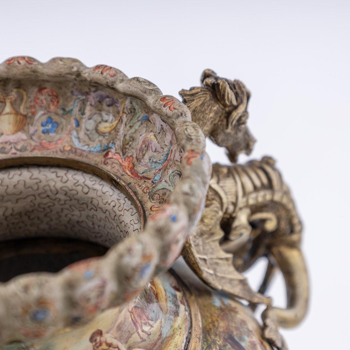 19th Century Austrian Solid Silver-Gilt & Enamel Vase, Hermann Bohm c.1880 5
