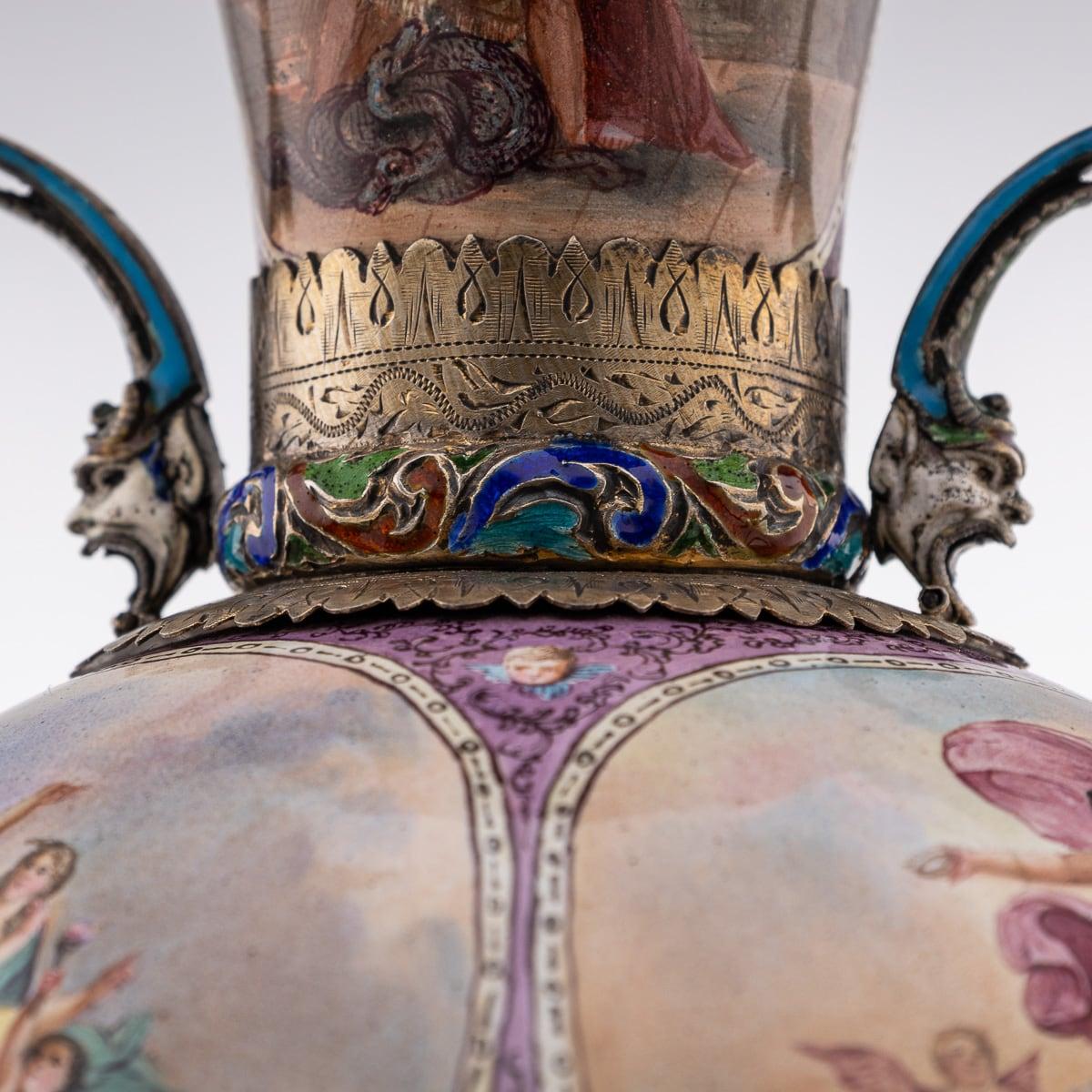 19th Century Austrian Solid Silver-Gilt & Enamel Vase, Hermann Bohm c.1880 6