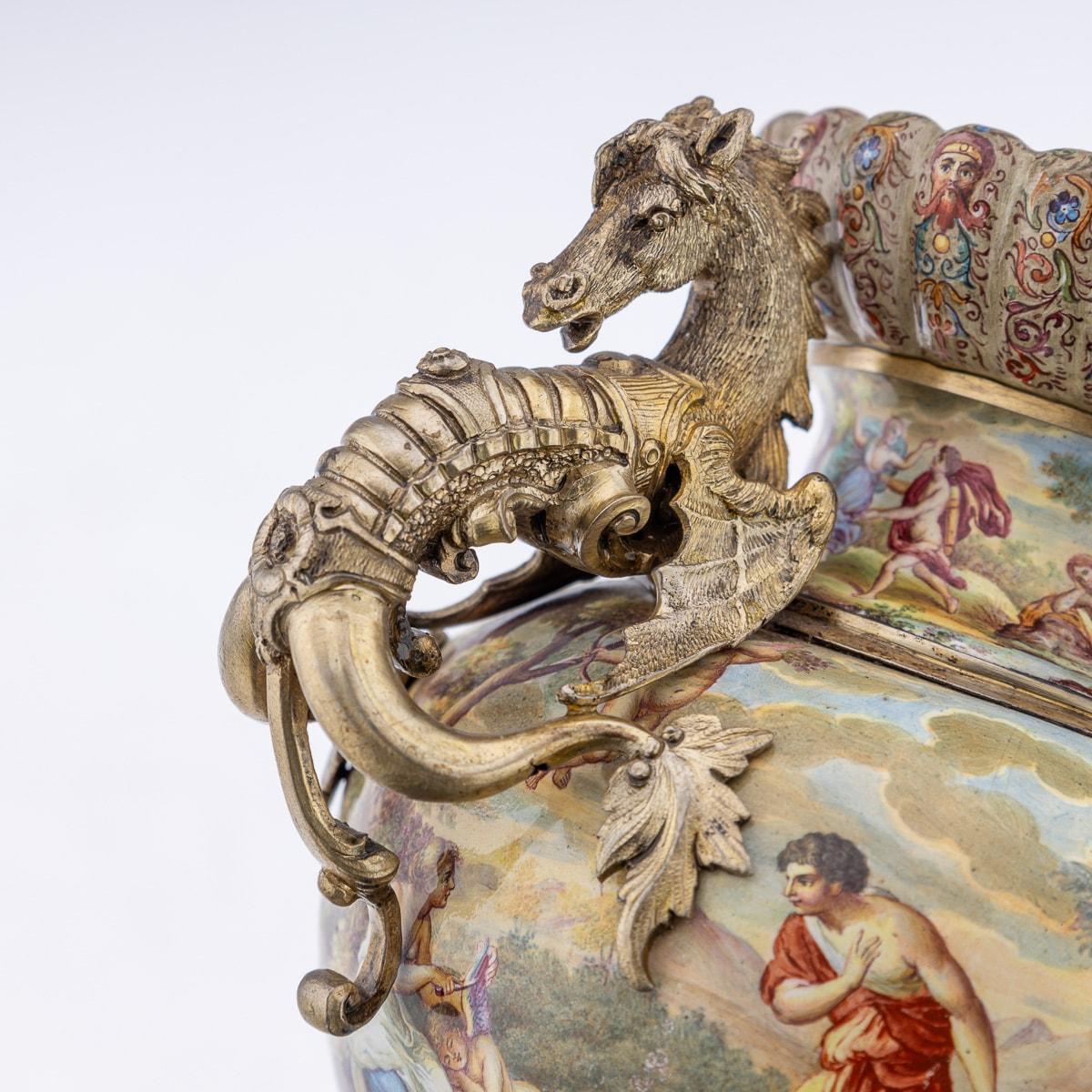 19th Century Austrian Solid Silver-Gilt & Enamel Vase, Hermann Bohm c.1880 For Sale 6