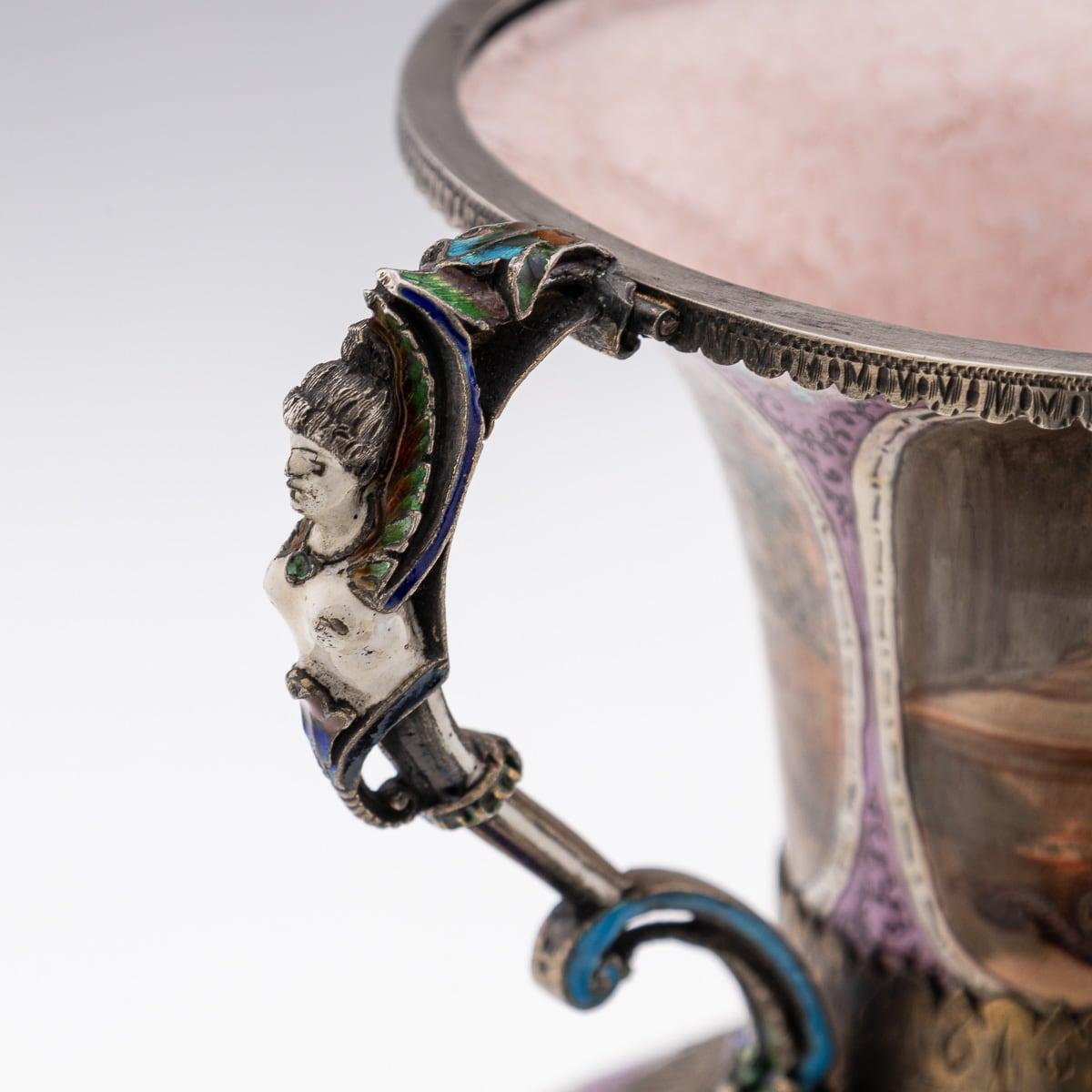 19th Century Austrian Solid Silver-Gilt & Enamel Vase, Hermann Bohm c.1880 7