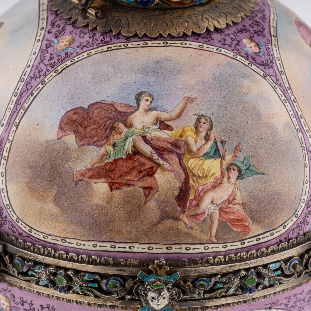 19th Century Austrian Solid Silver-Gilt & Enamel Vase, Hermann Bohm c.1880 8