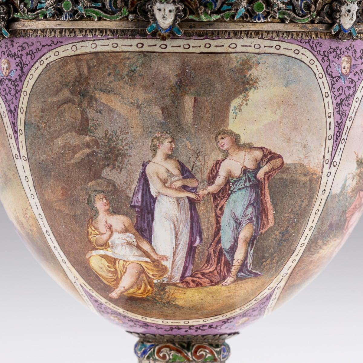 19th Century Austrian Solid Silver-Gilt & Enamel Vase, Hermann Bohm c.1880 12