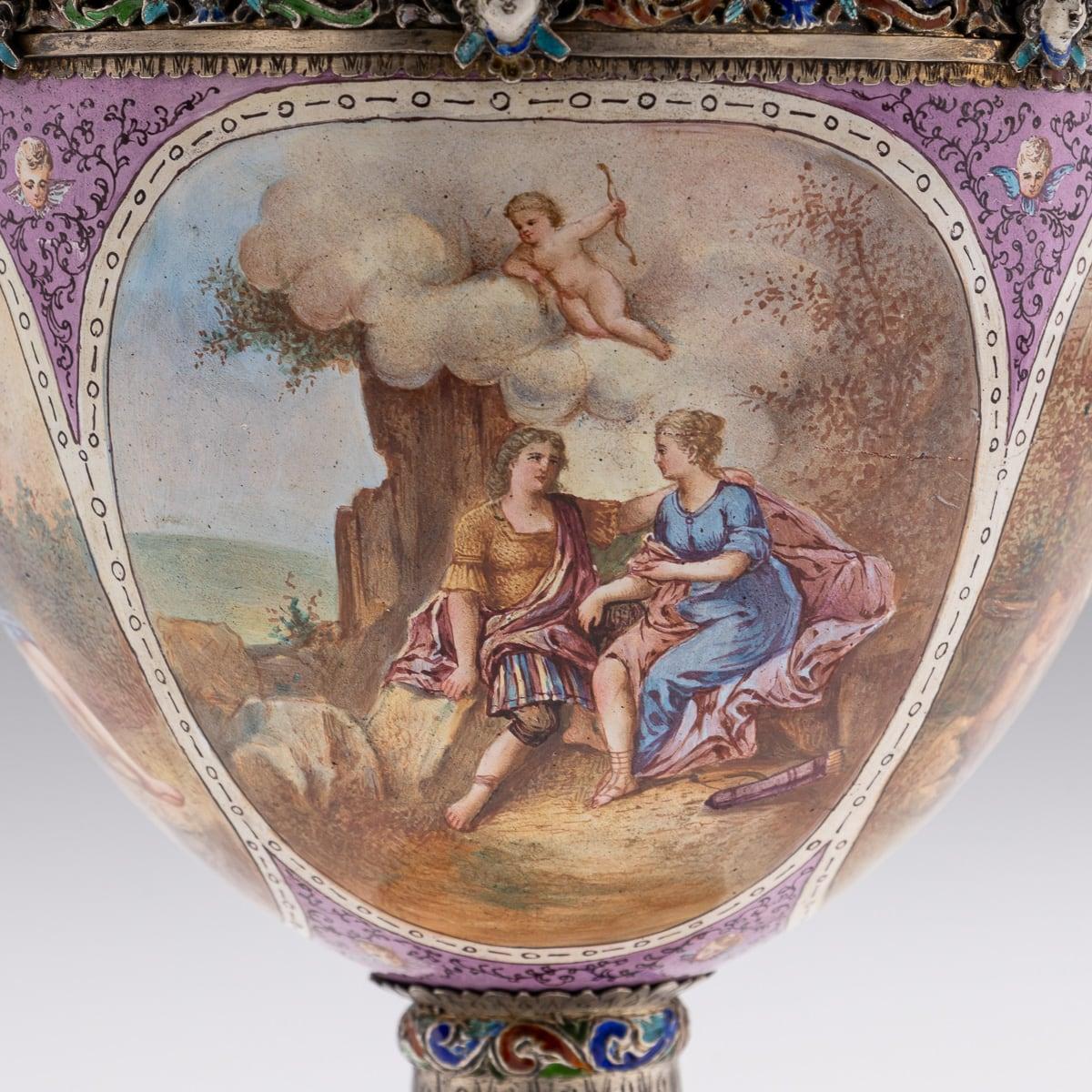 19th Century Austrian Solid Silver-Gilt & Enamel Vase, Hermann Bohm c.1880 13
