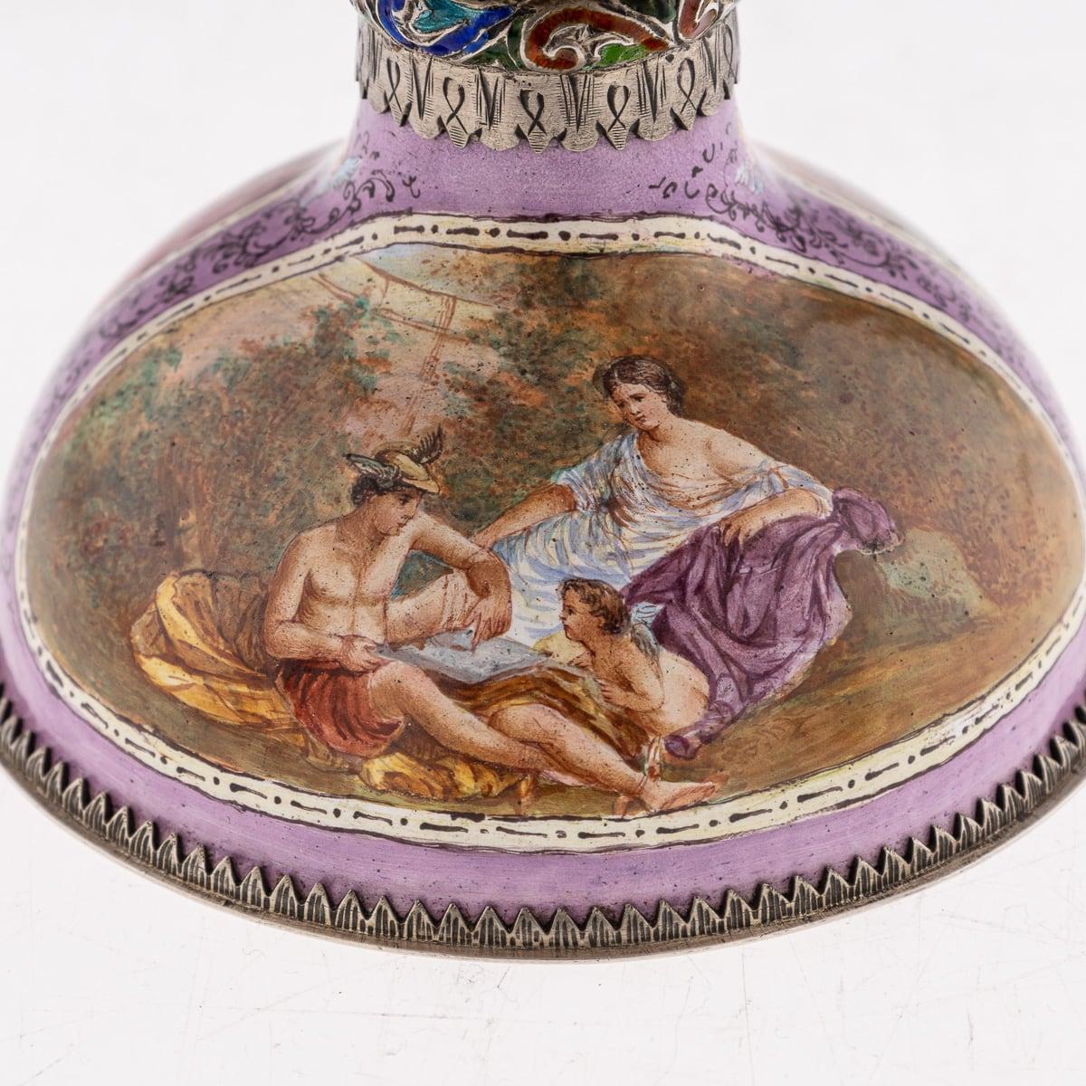 19th Century Austrian Solid Silver-Gilt & Enamel Vase, Hermann Bohm c.1880 14