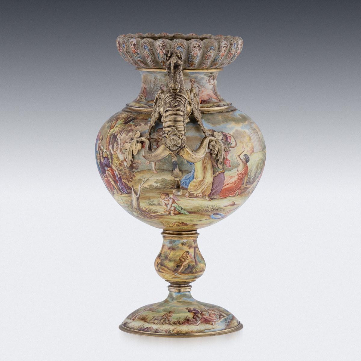 Other 19th Century Austrian Solid Silver-Gilt & Enamel Vase, Hermann Bohm c.1880 For Sale