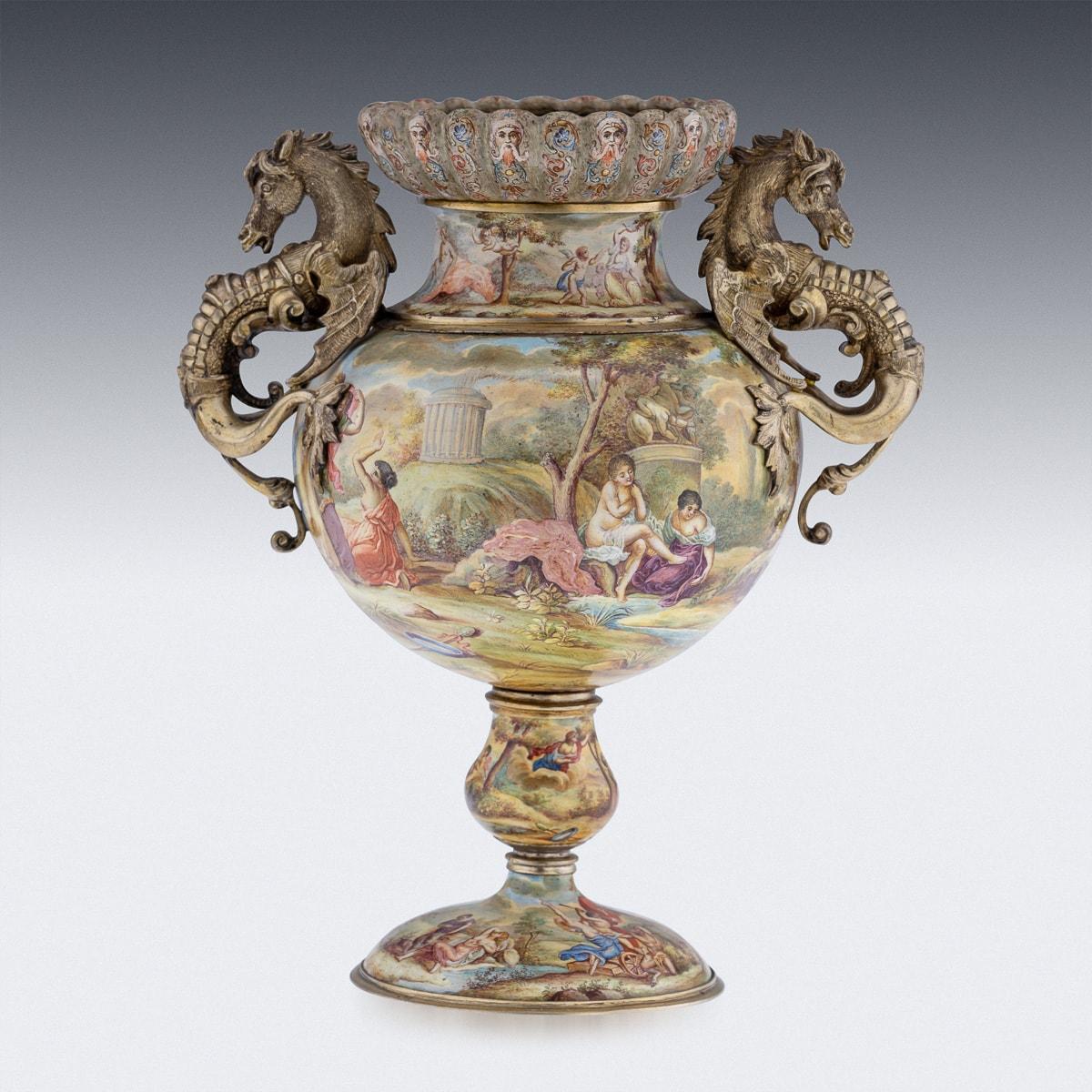 19th Century Austrian Solid Silver-Gilt & Enamel Vase, Hermann Bohm c.1880 In Good Condition In Royal Tunbridge Wells, Kent