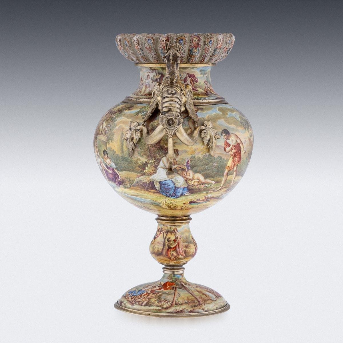 Late 19th Century 19th Century Austrian Solid Silver-Gilt & Enamel Vase, Hermann Bohm c.1880 For Sale
