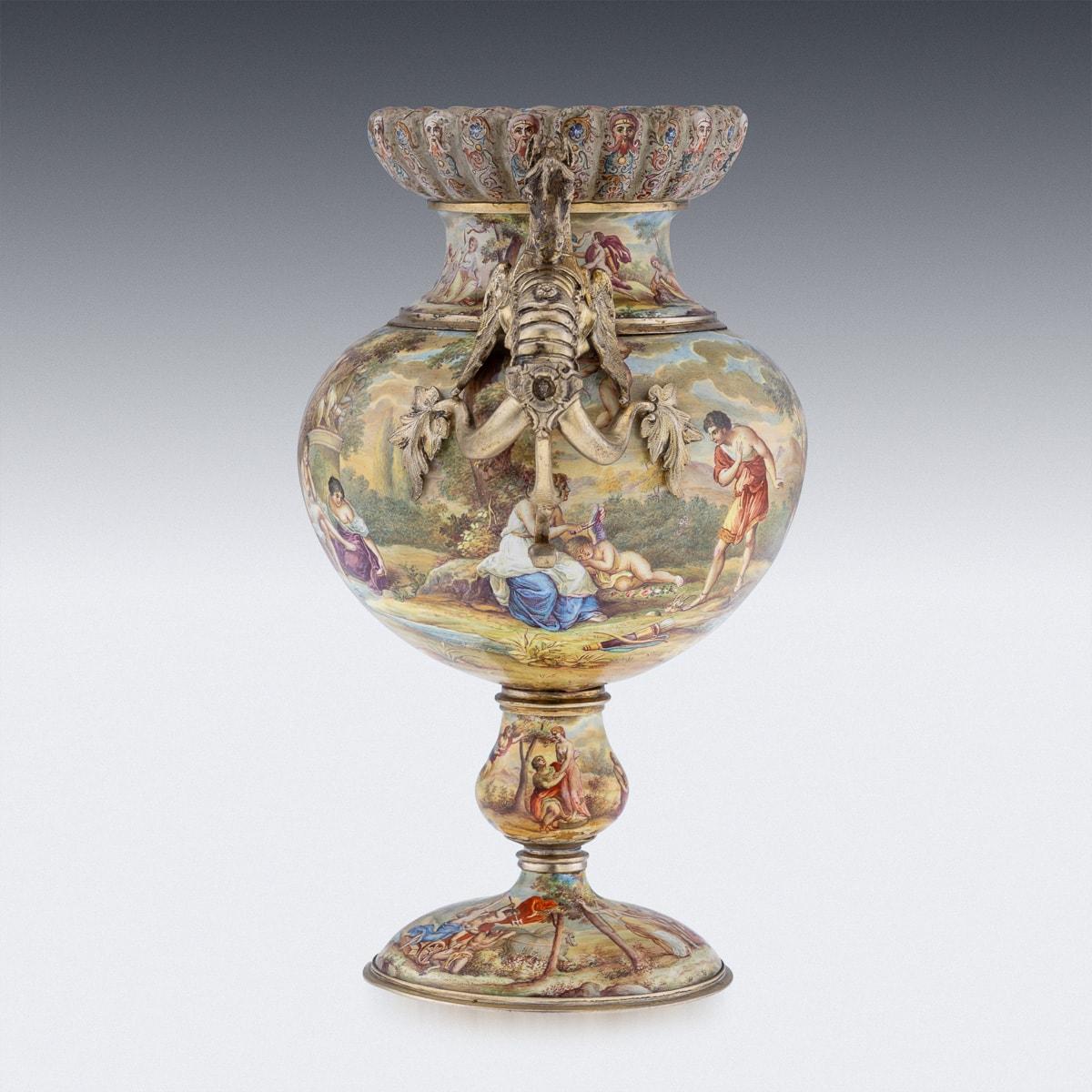 Late 19th Century 19th Century Austrian Solid Silver-Gilt & Enamel Vase, Hermann Bohm c.1880