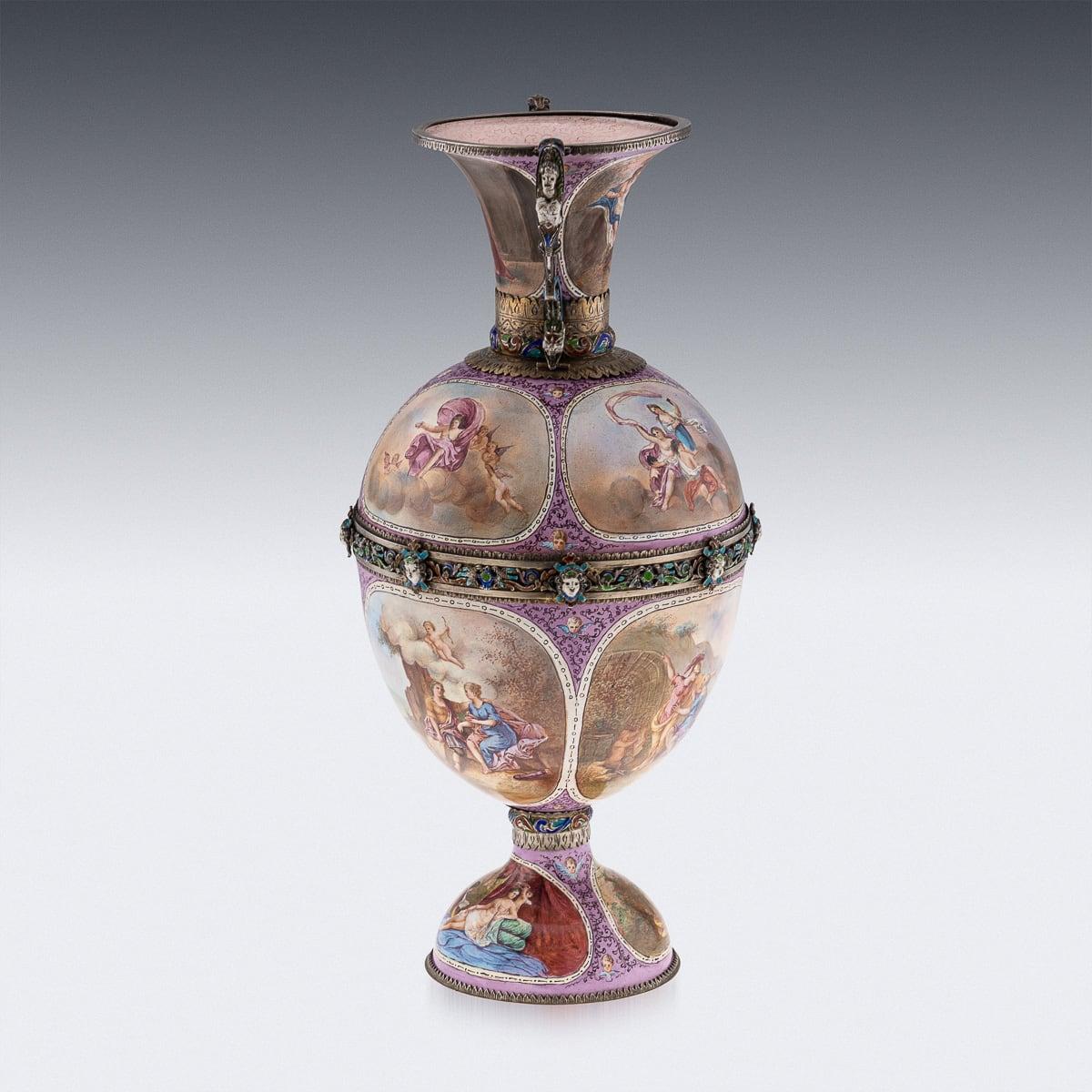 19th Century Austrian Solid Silver-Gilt & Enamel Vase, Hermann Bohm c.1880 1