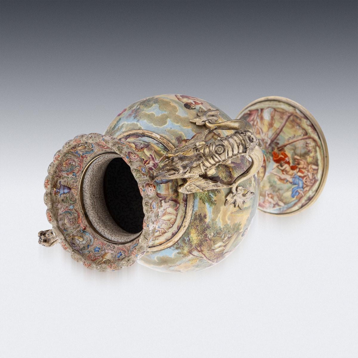 19th Century Austrian Solid Silver-Gilt & Enamel Vase, Hermann Bohm c.1880 1
