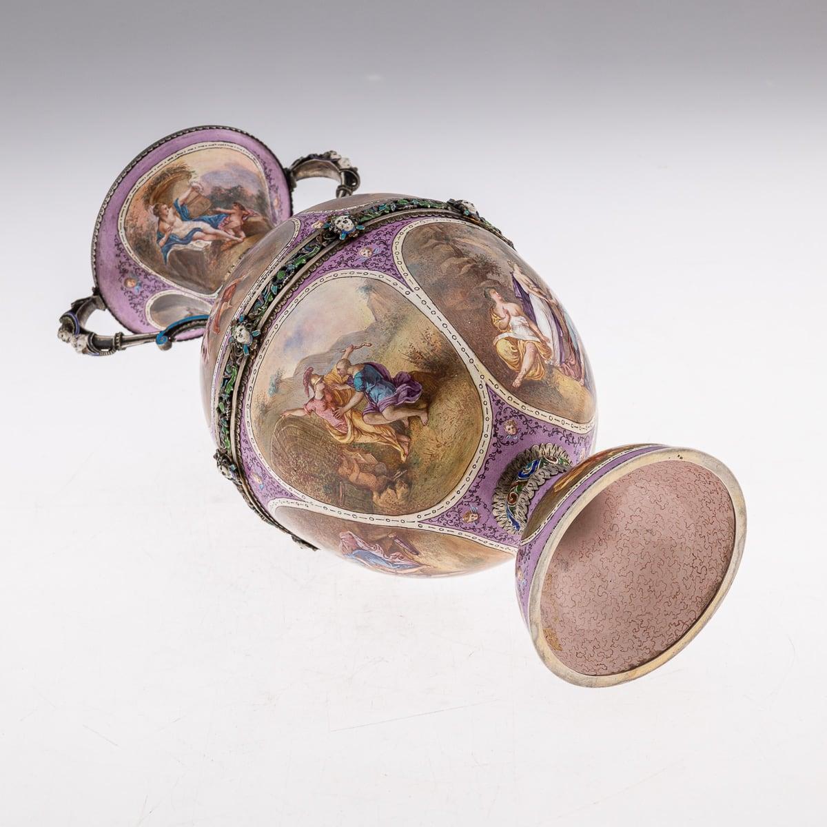 19th Century Austrian Solid Silver-Gilt & Enamel Vase, Hermann Bohm c.1880 2