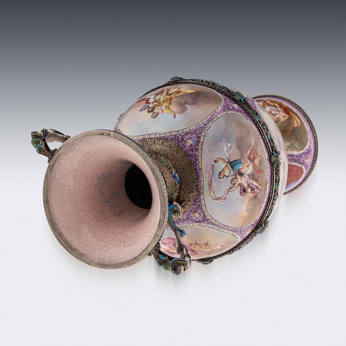 19th Century Austrian Solid Silver-Gilt & Enamel Vase, Hermann Bohm c.1880 3
