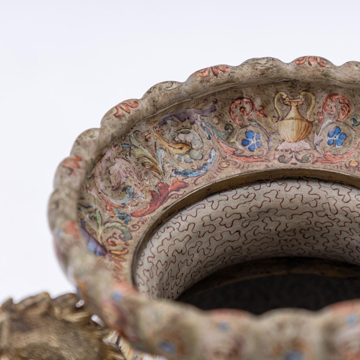 19th Century Austrian Solid Silver-Gilt & Enamel Vase, Hermann Bohm c.1880 4
