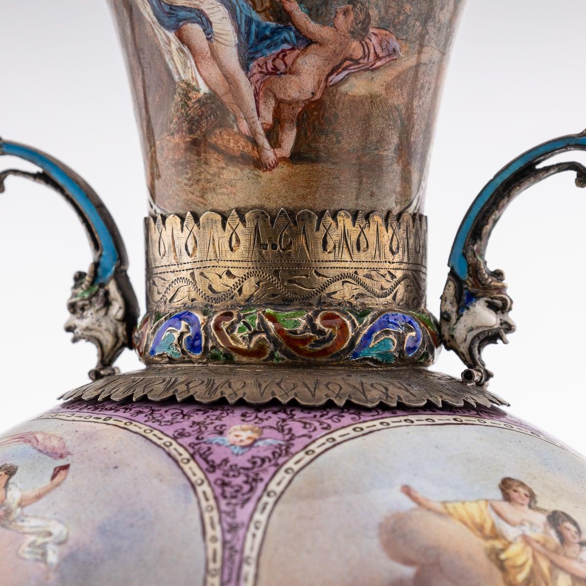 19th Century Austrian Solid Silver-Gilt & Enamel Vase, Hermann Bohm c.1880 5