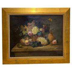 19th Century Austrian Still Life Oil Painting with Flowers by Eduard Wuger
