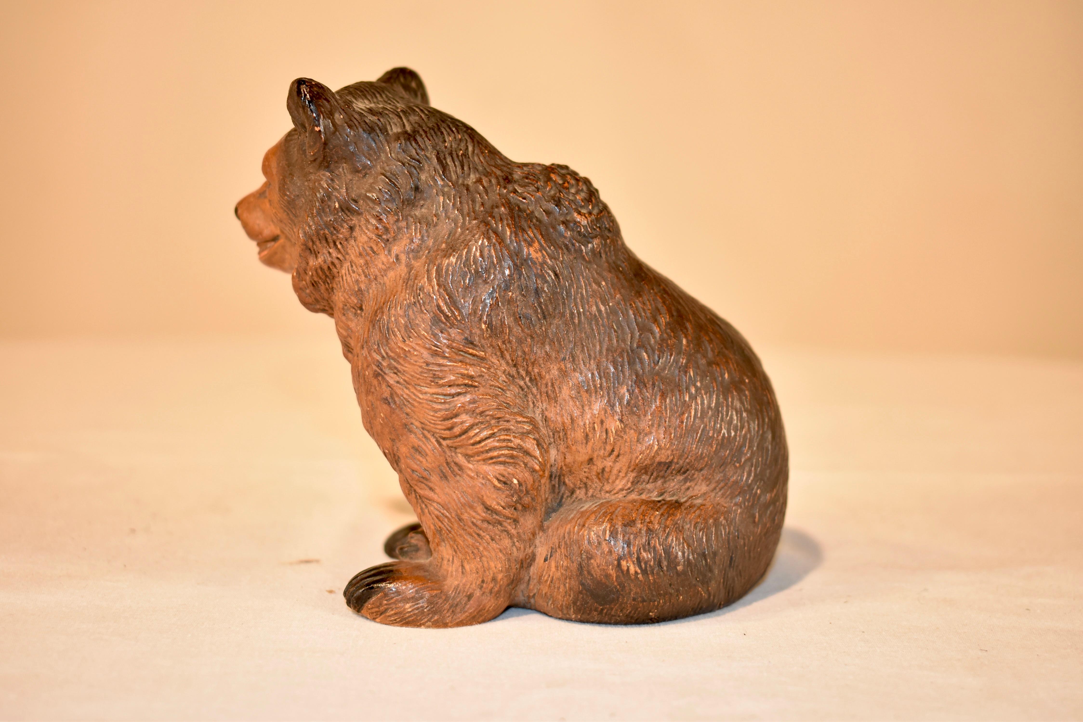Cold-Painted 19th Century, Austrian Terracotta Bear For Sale