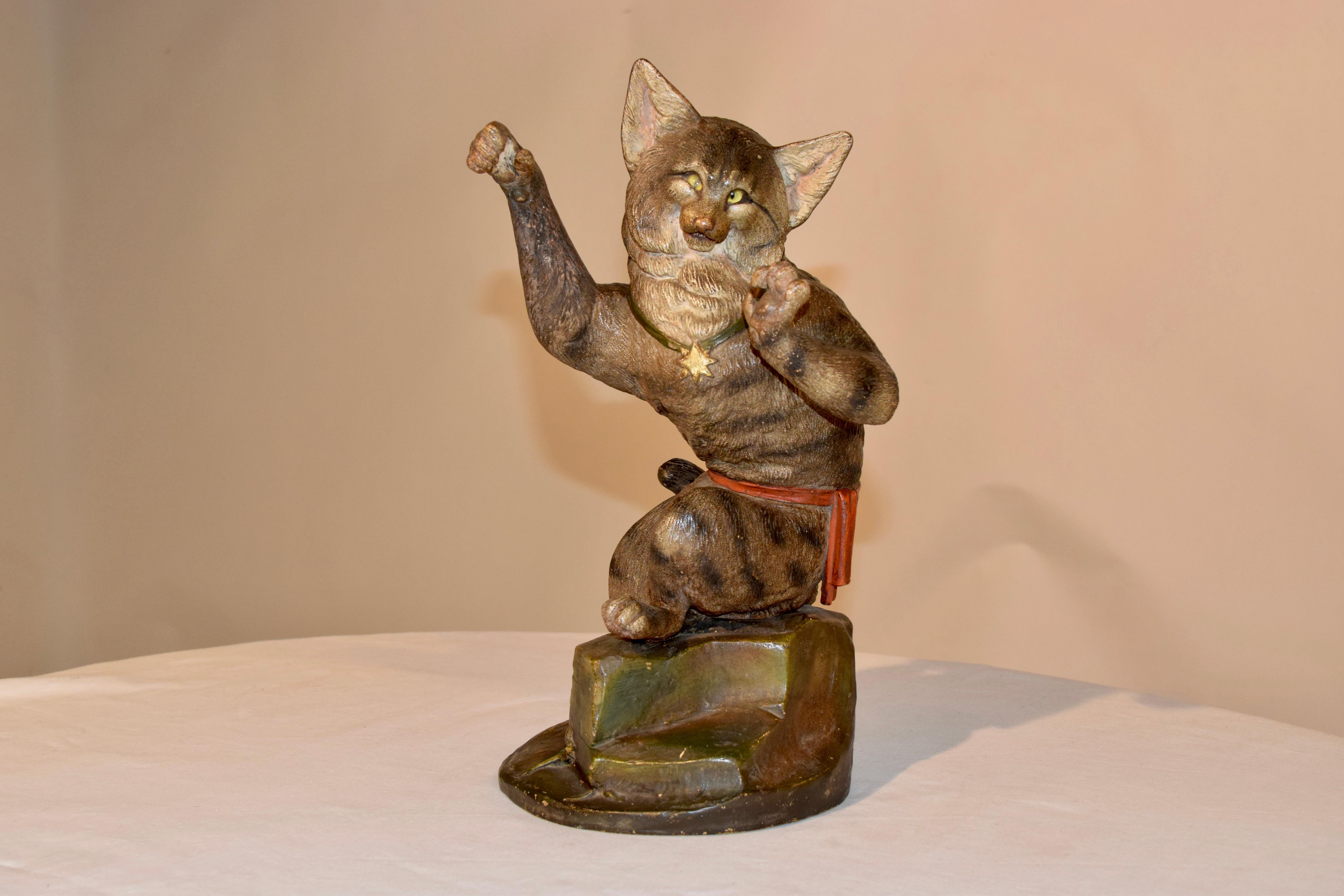 Österreichische Terrakotta-Katze aus dem 19. im Zustand „Gut“ im Angebot in High Point, NC