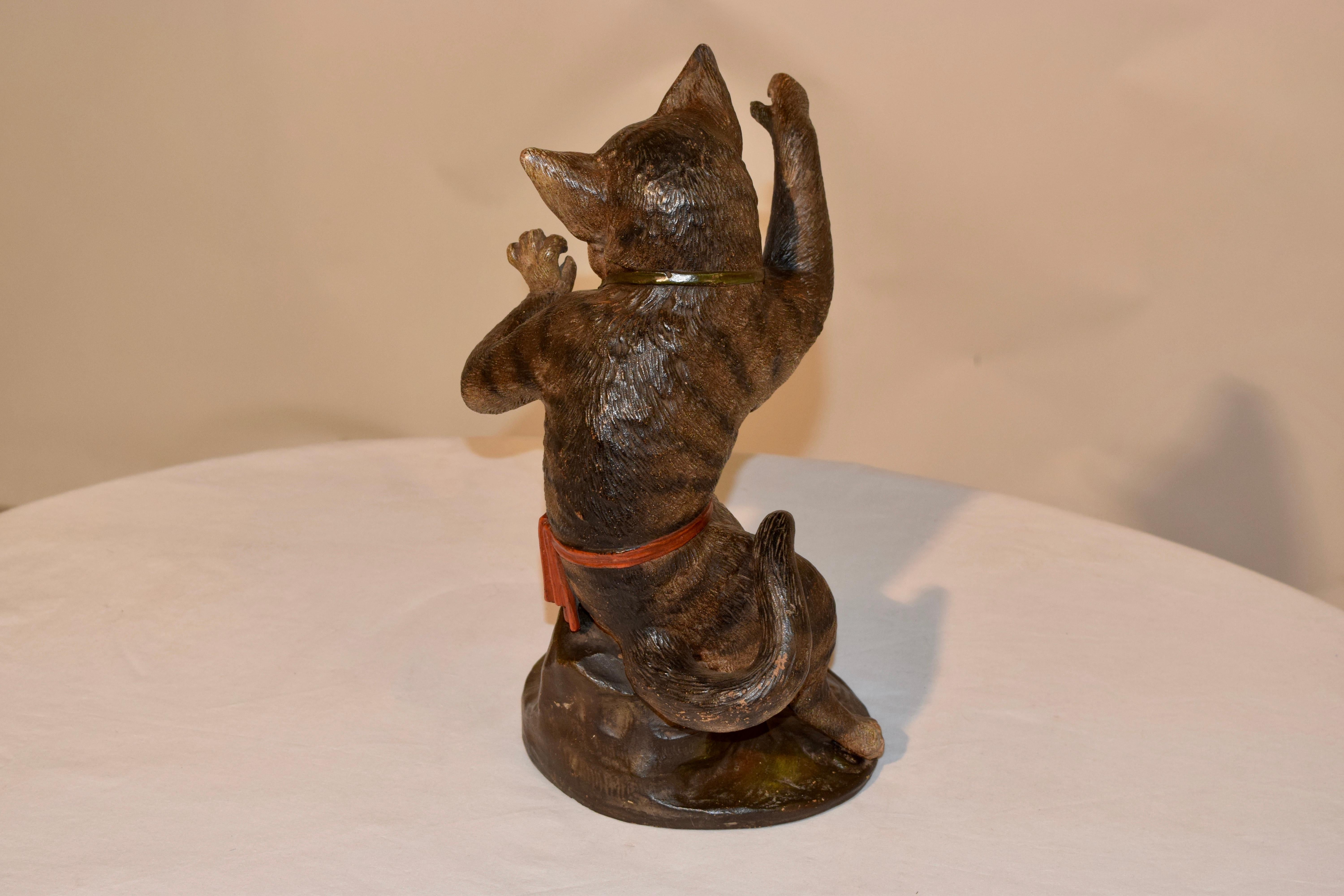 19th Century Austrian Terracotta Cat In Good Condition For Sale In High Point, NC