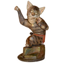 Antique 19th Century Austrian Terracotta Cat