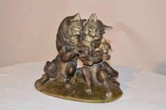 19th Century Austrian Terracotta Cat Group