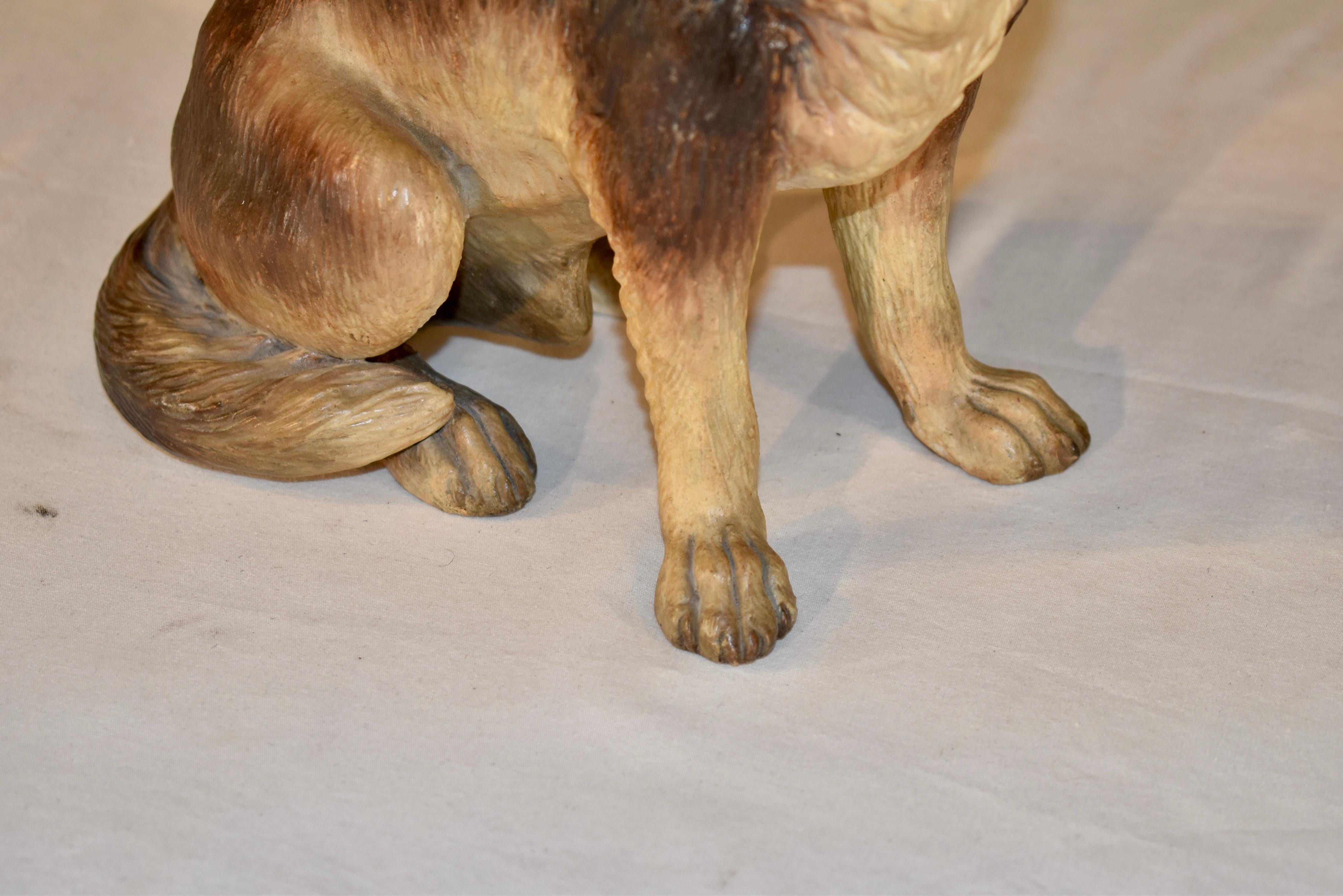 19th Century Austrian Terracotta Dog In Good Condition For Sale In High Point, NC