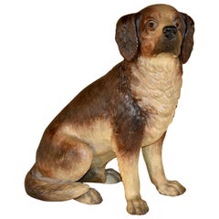 Chien en terre cuite autrichien du 19e siècle