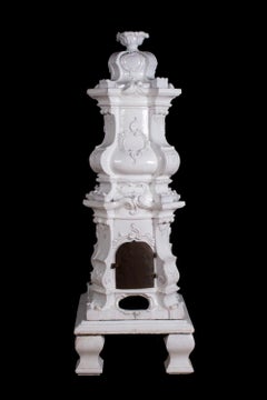 19th Century Austrian White Glazed Terracotta Kachelofen Stove