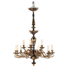19th Century Austro-Hungarian Gilt and Ebonised Mahogany Chandelier
