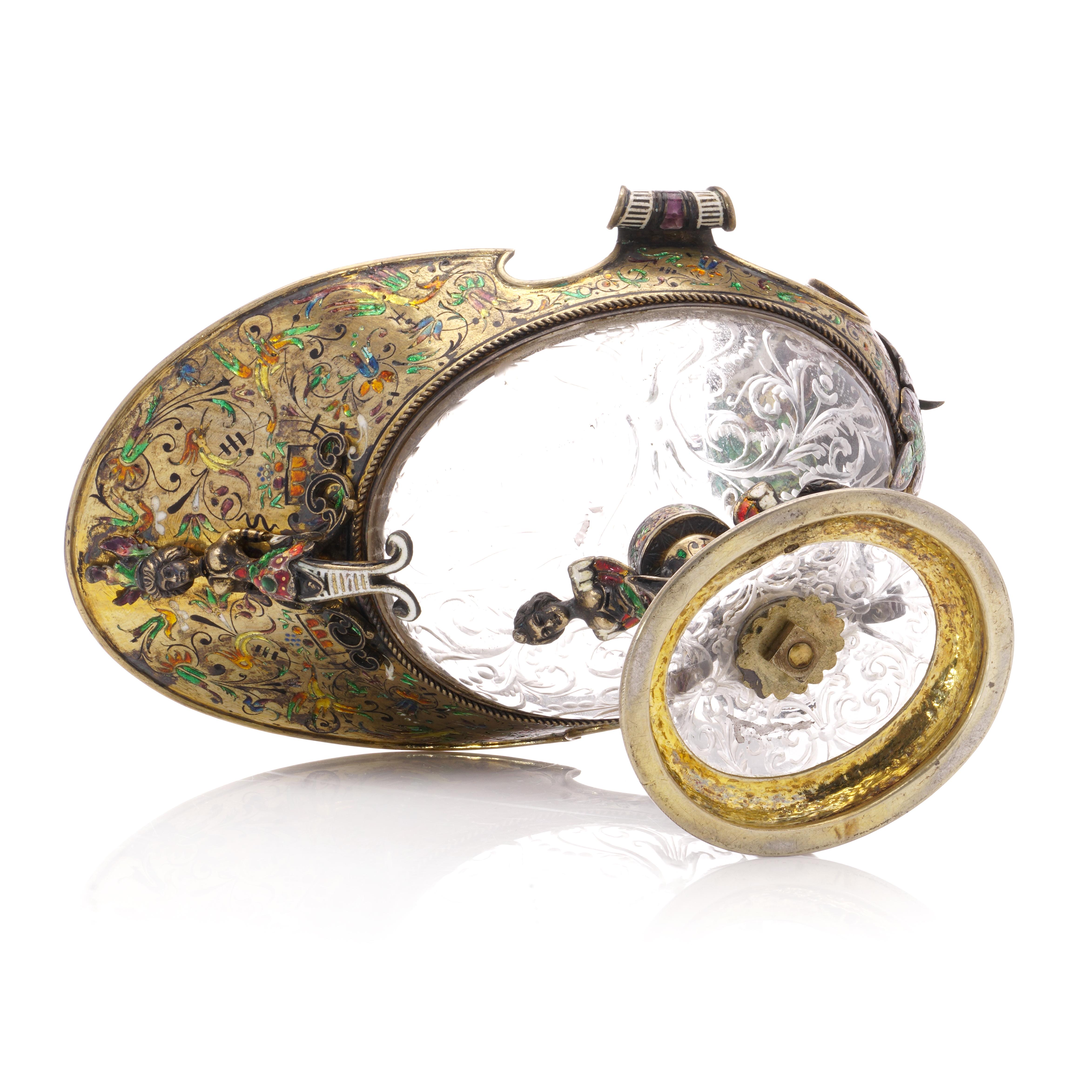 Siglo XIX Austrohúngaro Aguamanil/copa de esmalte de plata 800. muy ornamentado en Bueno estado para la venta en Braintree, GB
