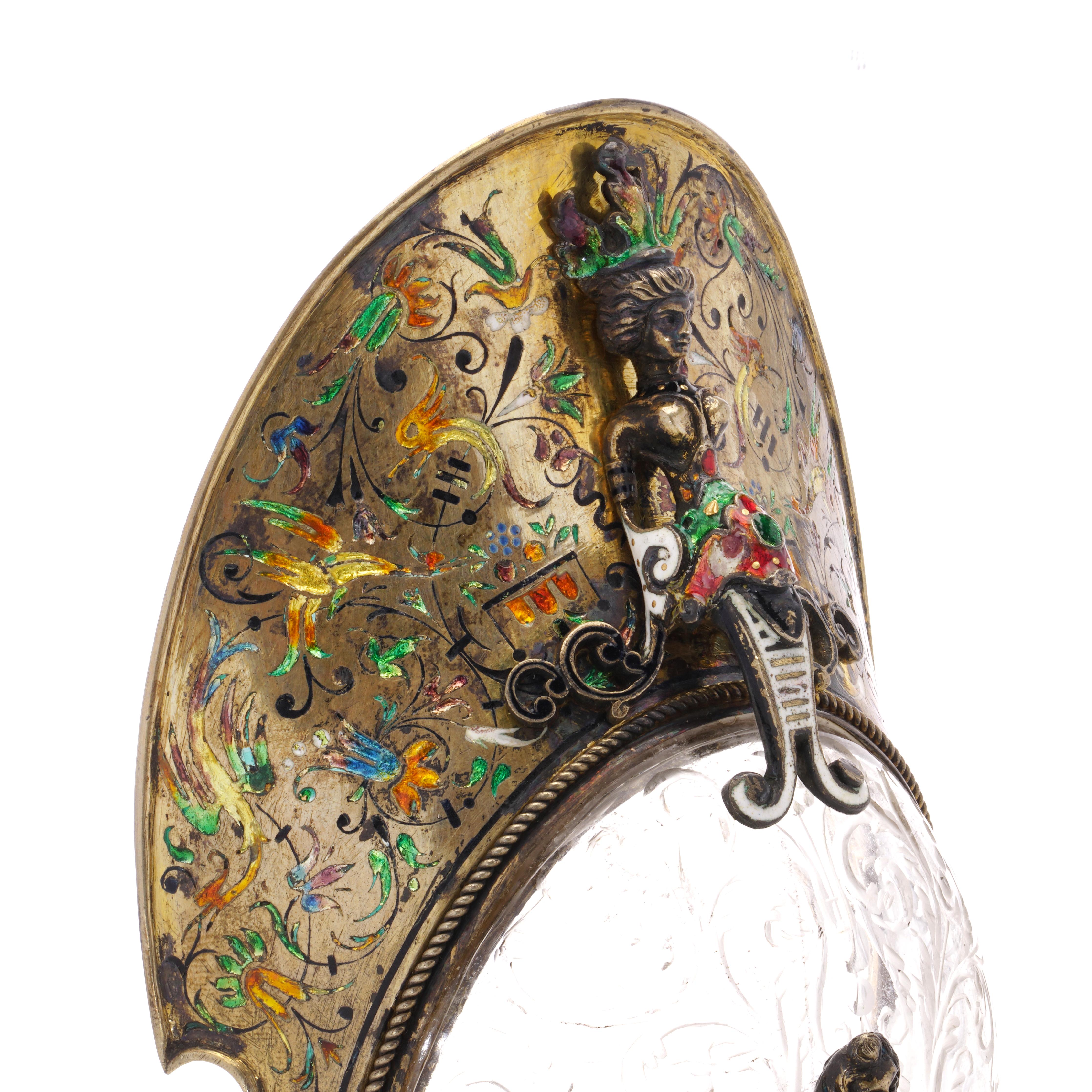 Siglo XIX Austrohúngaro Aguamanil/copa de esmalte de plata 800. muy ornamentado siglo XIX en venta