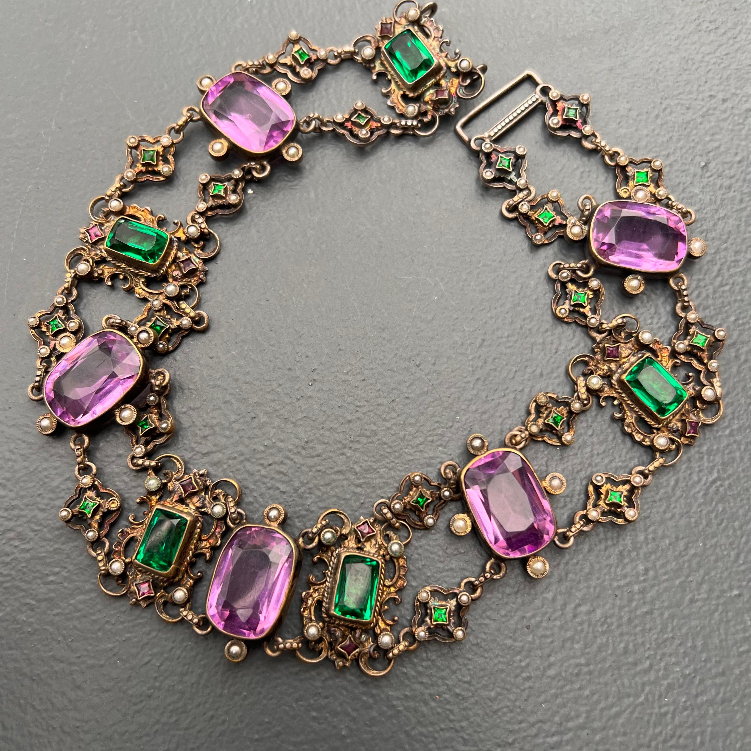 19th Century Austro-Hungarian Glass Paste Collar Necklace For Sale 7