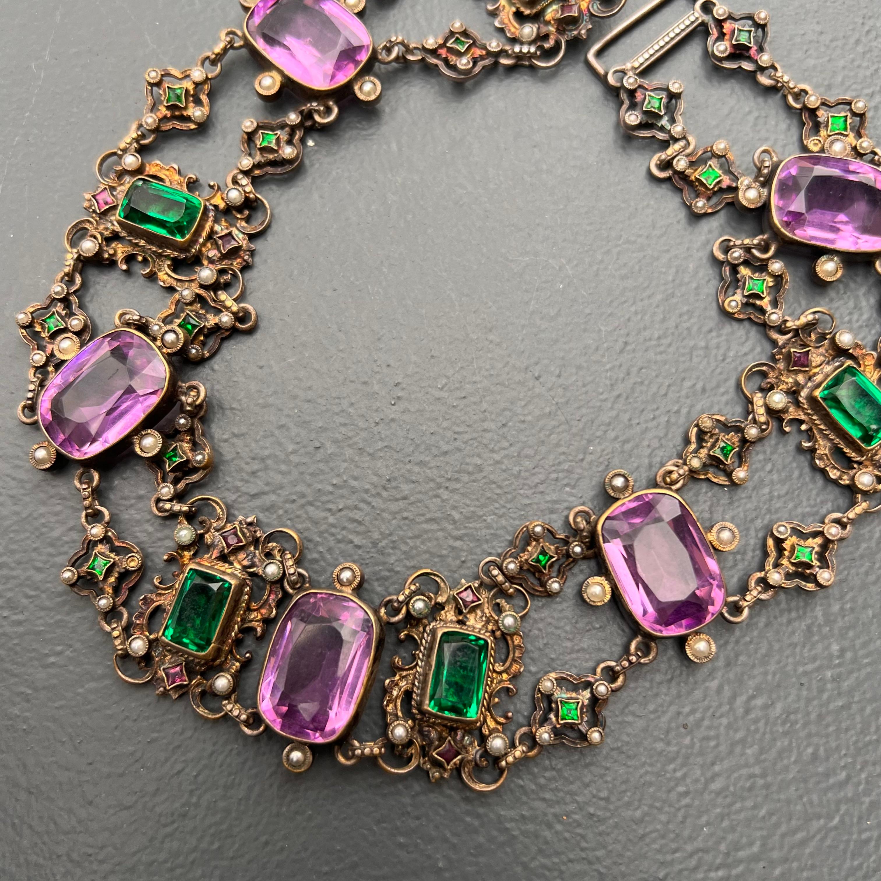 19th Century Austro-Hungarian Glass Paste Collar Necklace For Sale 8