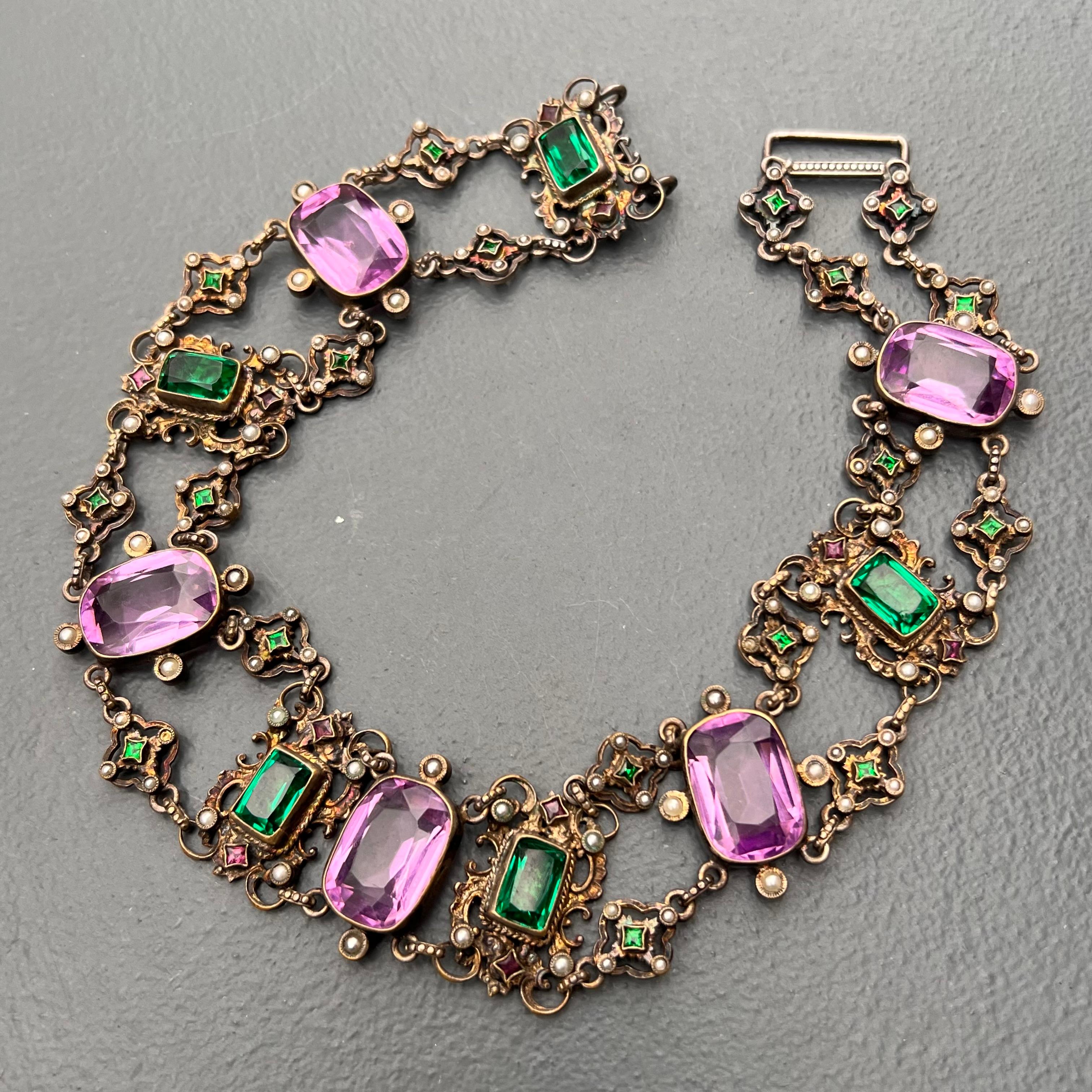 Early Victorian 19th Century Austro-Hungarian Glass Paste Collar Necklace For Sale
