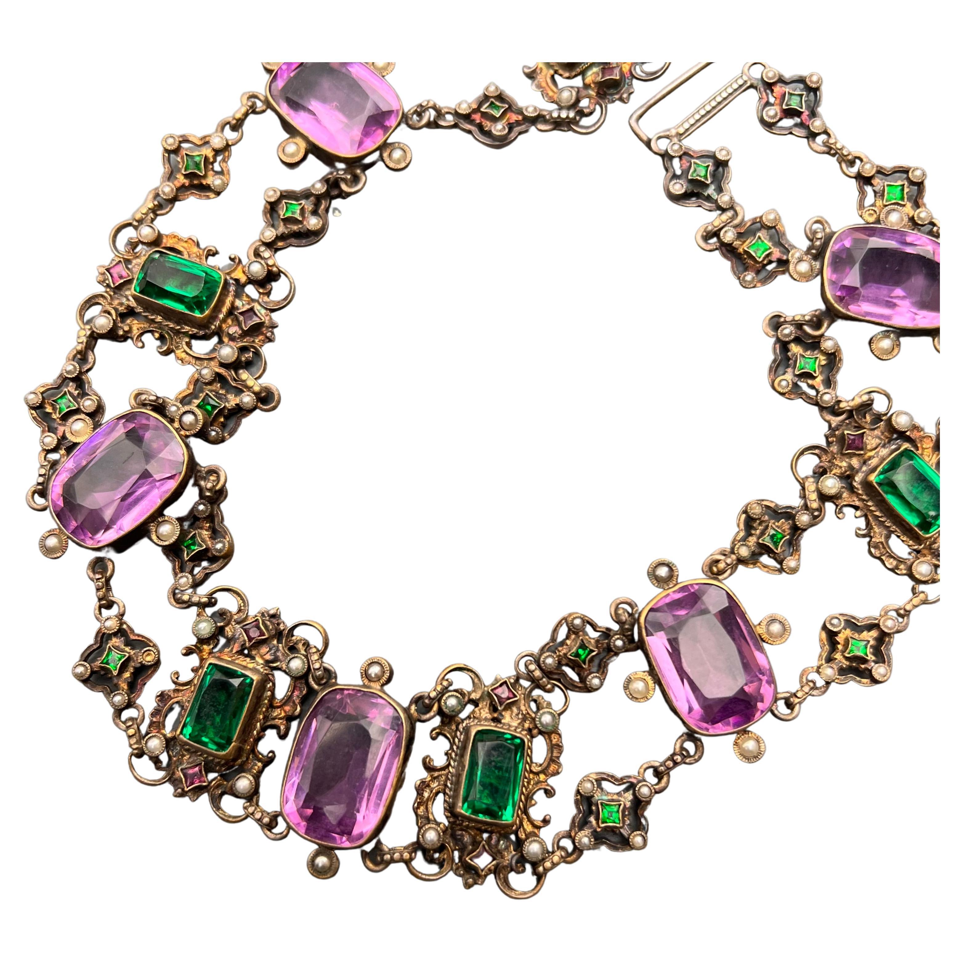 19th Century Austro-Hungarian Glass Paste Collar Necklace For Sale