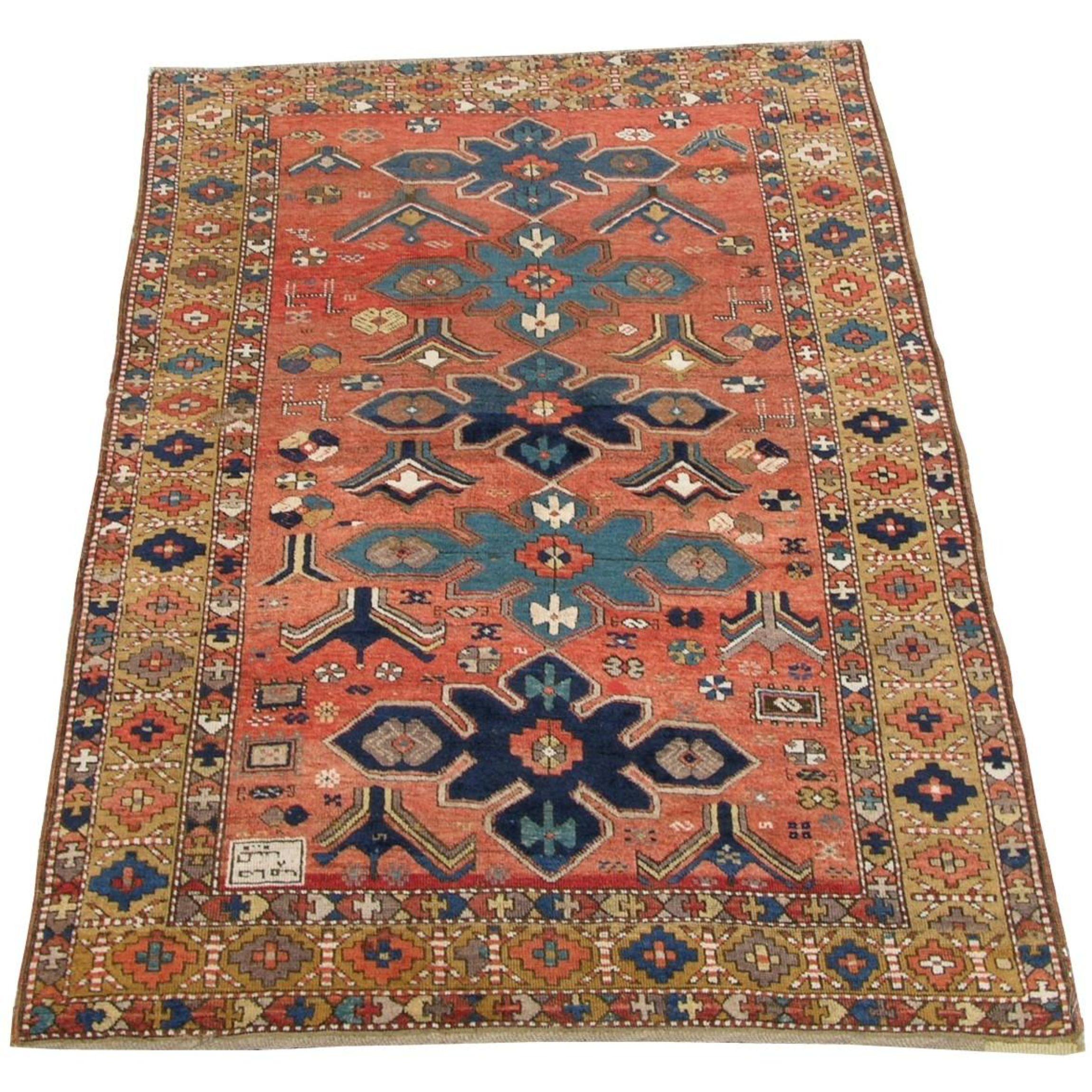 19th Century Authentic Caucasian Rug In Good Condition For Sale In Los Angeles, US