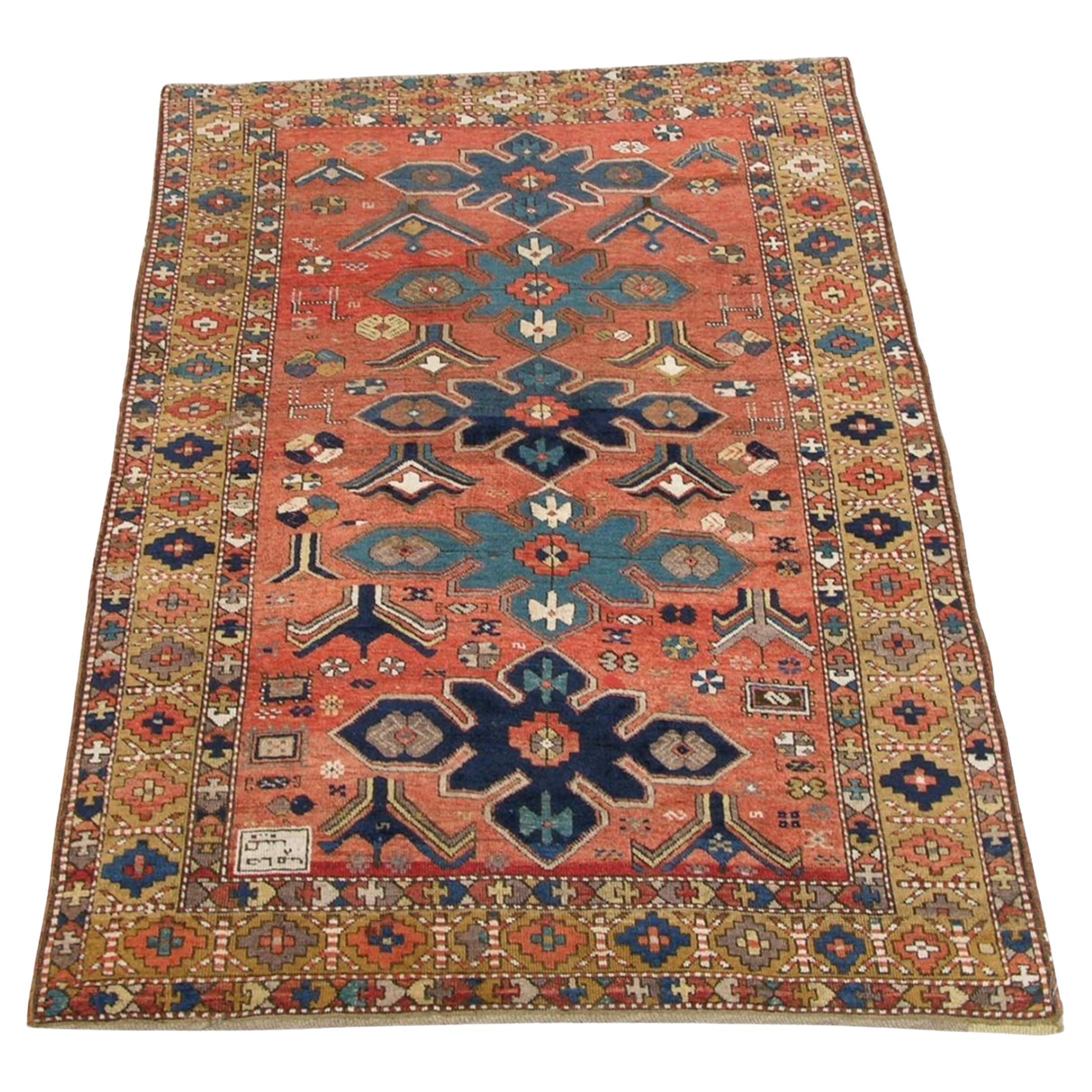 19th Century Authentic Caucasian Rug For Sale