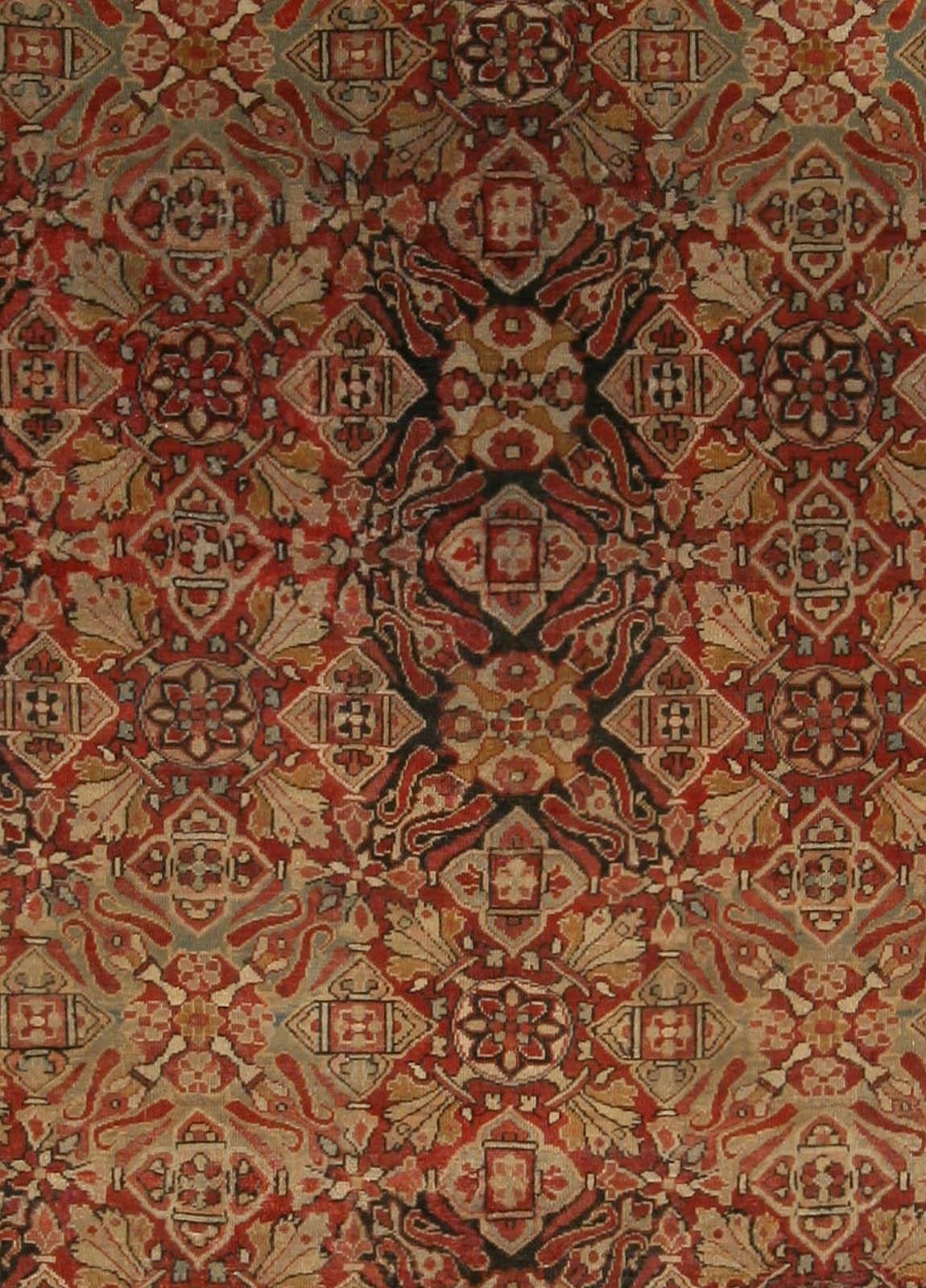 19th Century authentic Indian Amritsar botanic handmade wool carpet
Size: 13'2