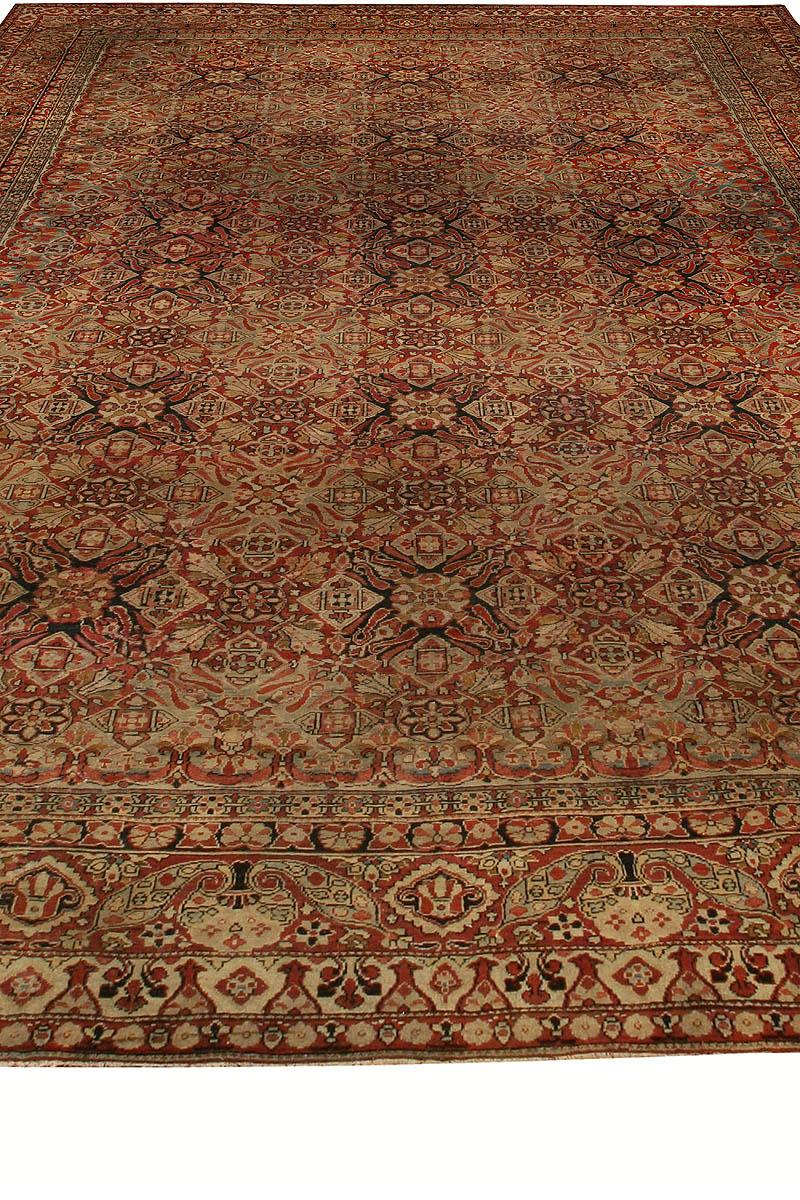 Hand-Woven 19th Century Indian Amritsar Botanic Wool Carpet For Sale