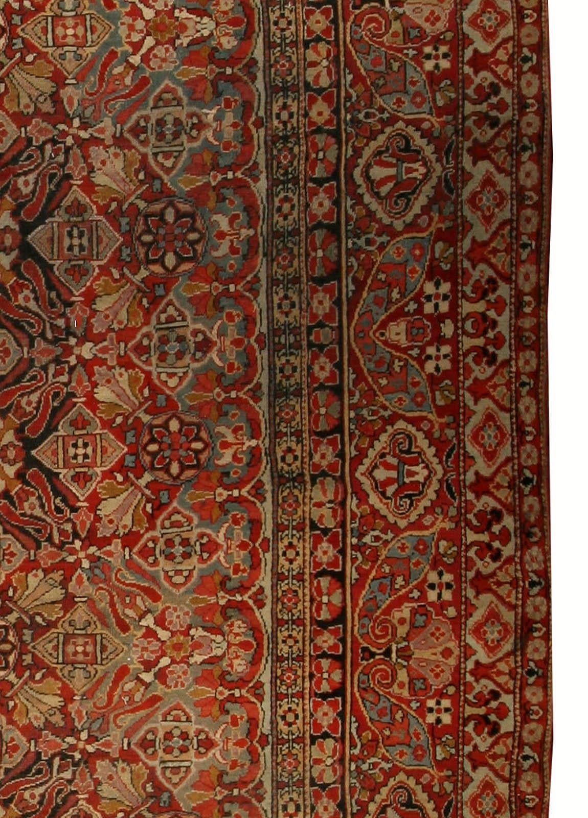 19th Century Indian Amritsar Botanic Wool Carpet For Sale 3