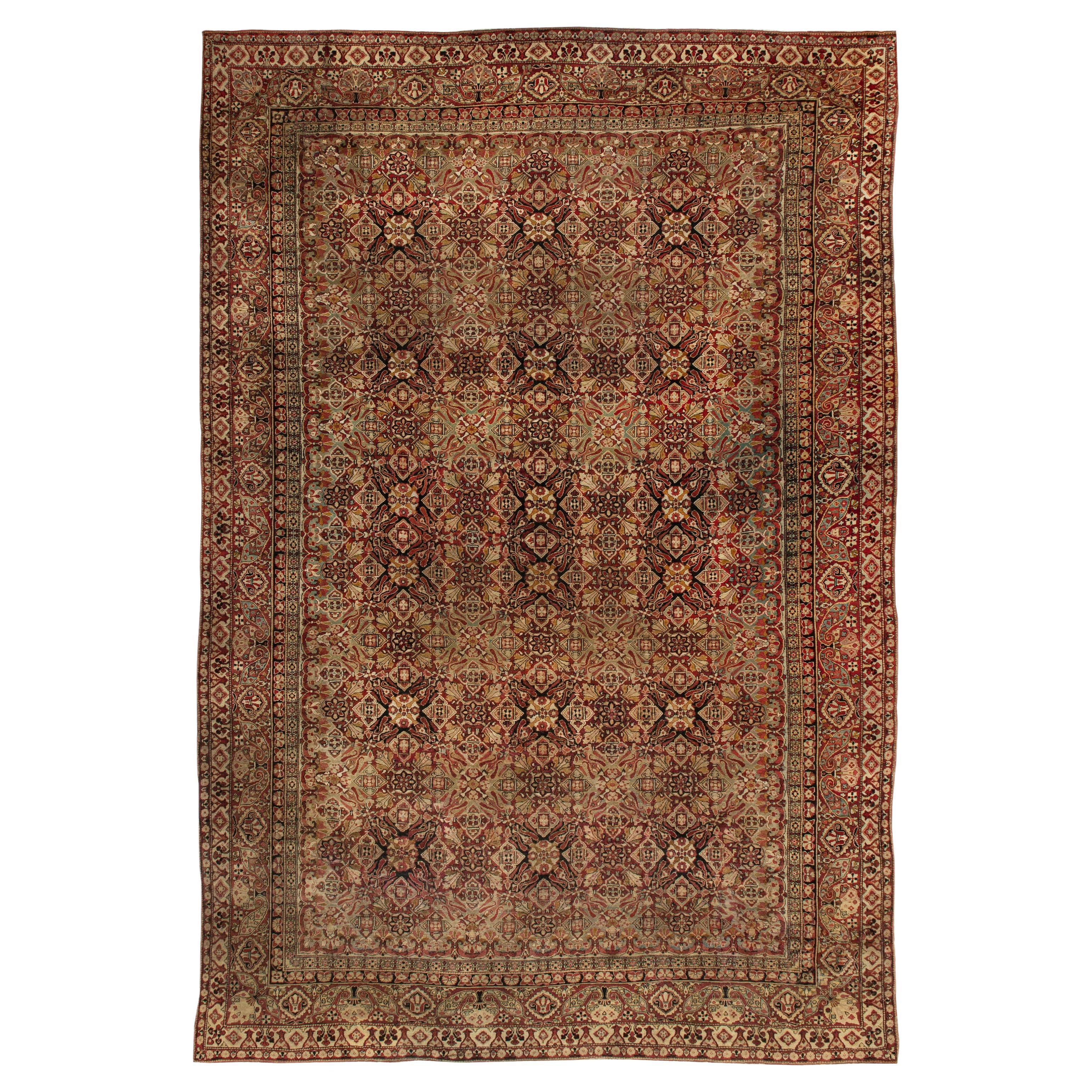19th Century Indian Amritsar Botanic Wool Carpet